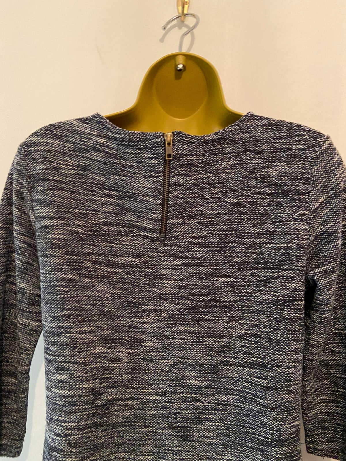 Crew Clothing Size 10 Navy Blue Knit Mini Dress Zip Back Cotton Blend Texture