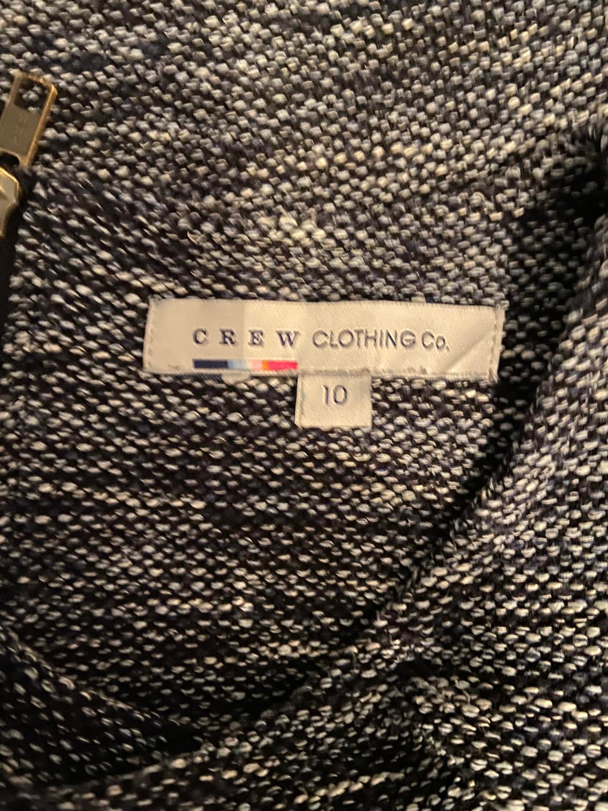 Crew Clothing Size 10 Navy Blue Knit Mini Dress Zip Back Cotton Blend Texture