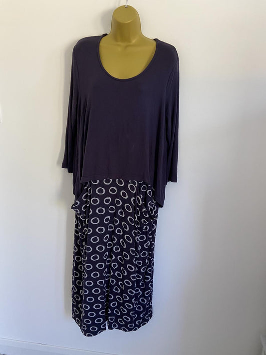 Capri Women’s Navy Blue 2-In-1 Look Midi Dress with Pockets Size M/L