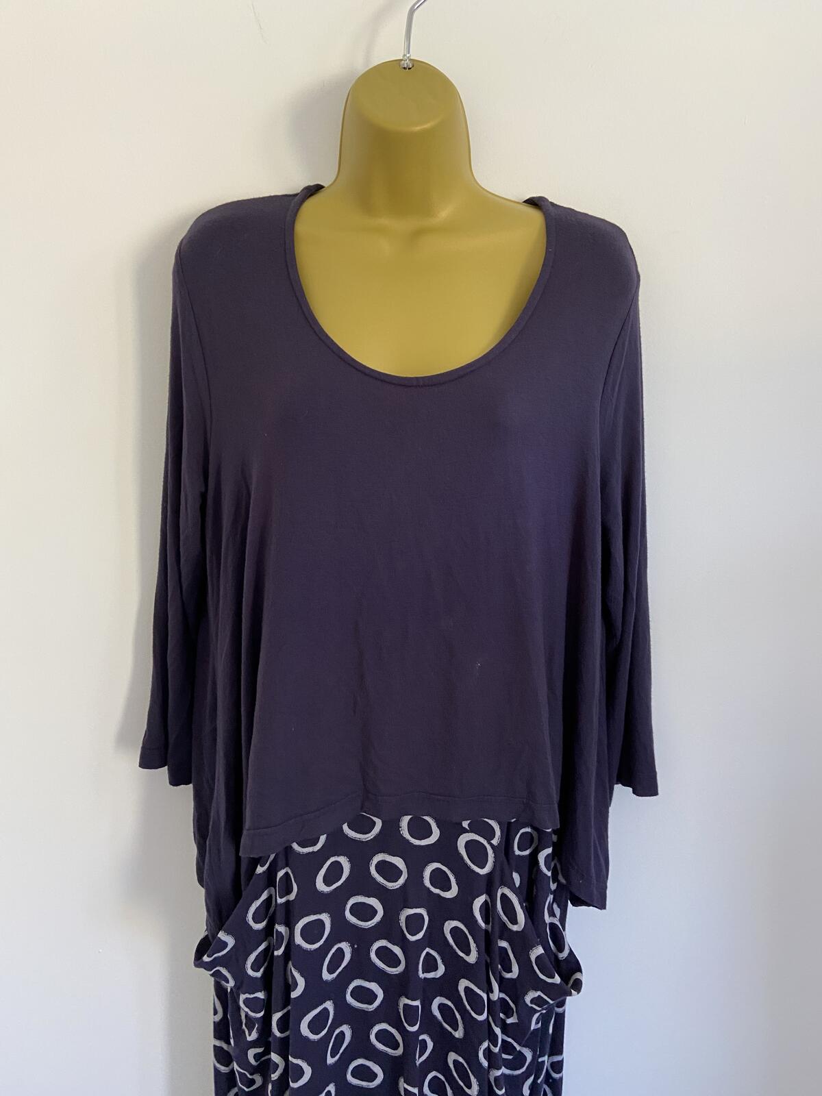 Capri Women’s Navy Blue 2-In-1 Look Midi Dress with Pockets Size M/L