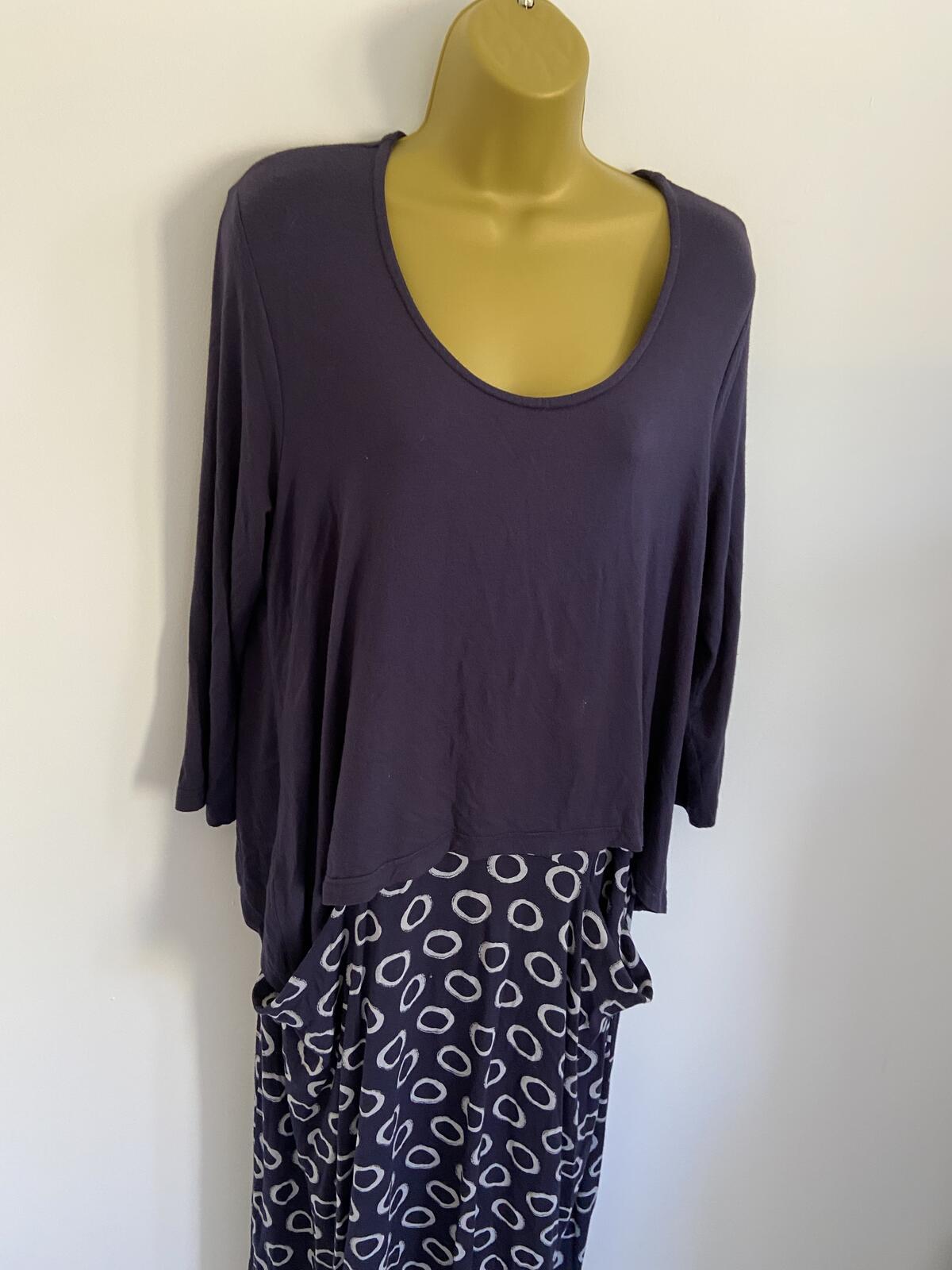 Capri Women’s Navy Blue 2-In-1 Look Midi Dress with Pockets Size M/L