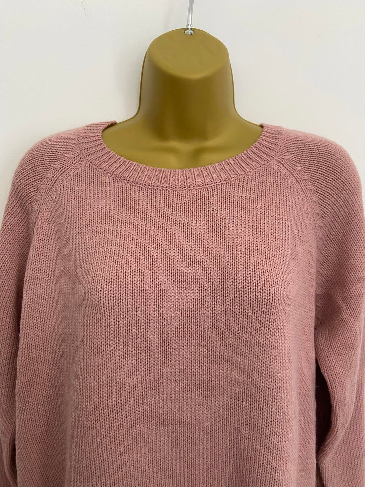 SHEIN Long Sleeve Sweater - Dusty Baby Pink, Bow Detail, Size Large New