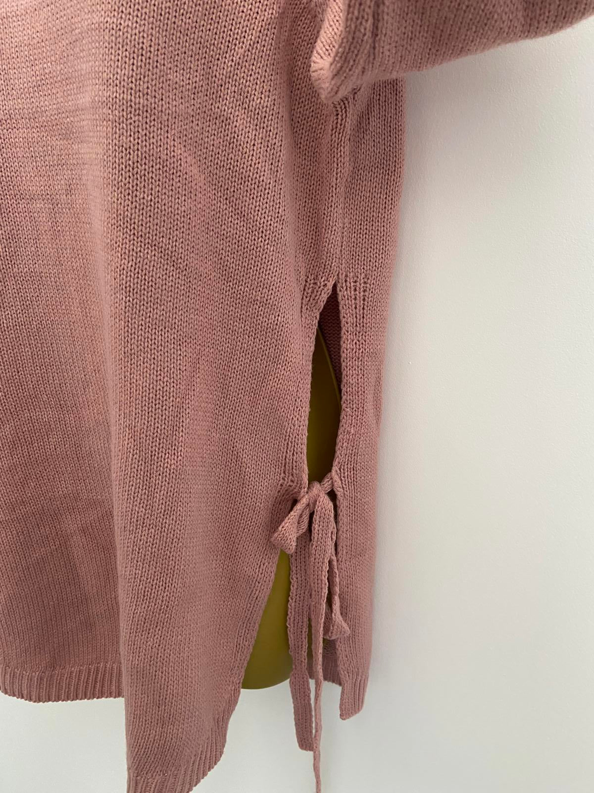 SHEIN Long Sleeve Sweater - Dusty Baby Pink, Bow Detail, Size Large New