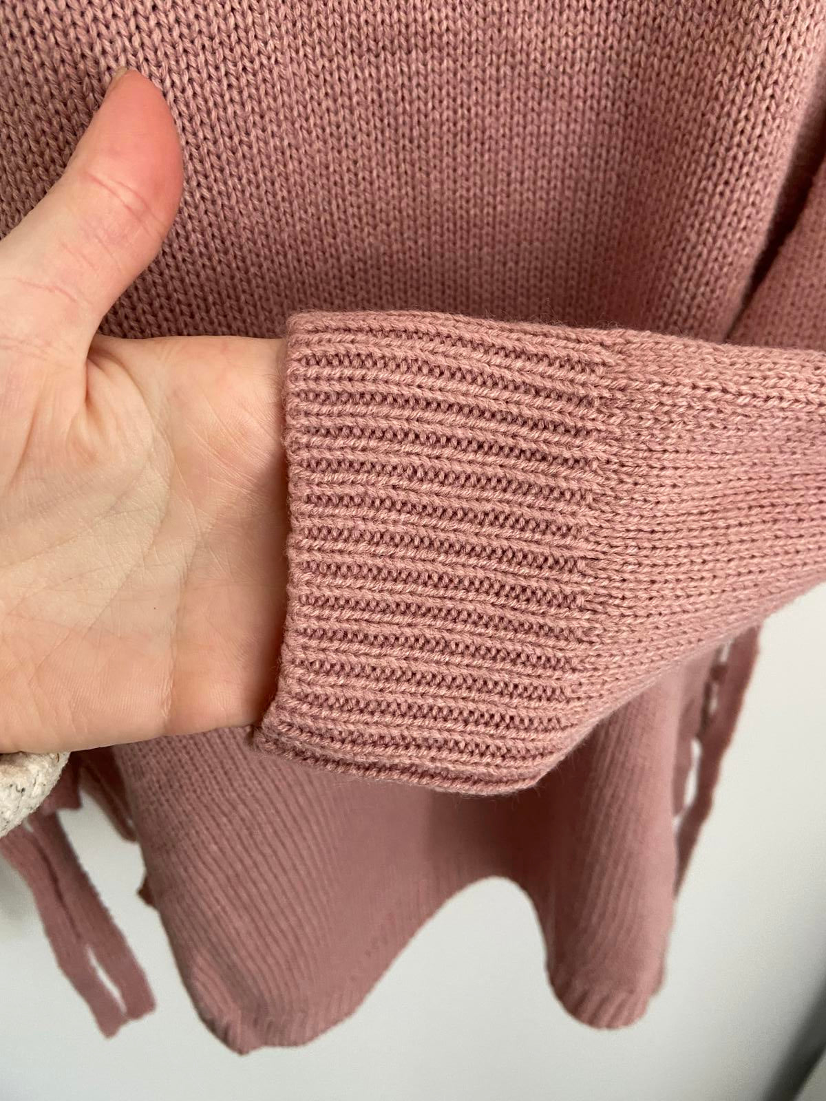 SHEIN Long Sleeve Sweater - Dusty Baby Pink, Bow Detail, Size Large New