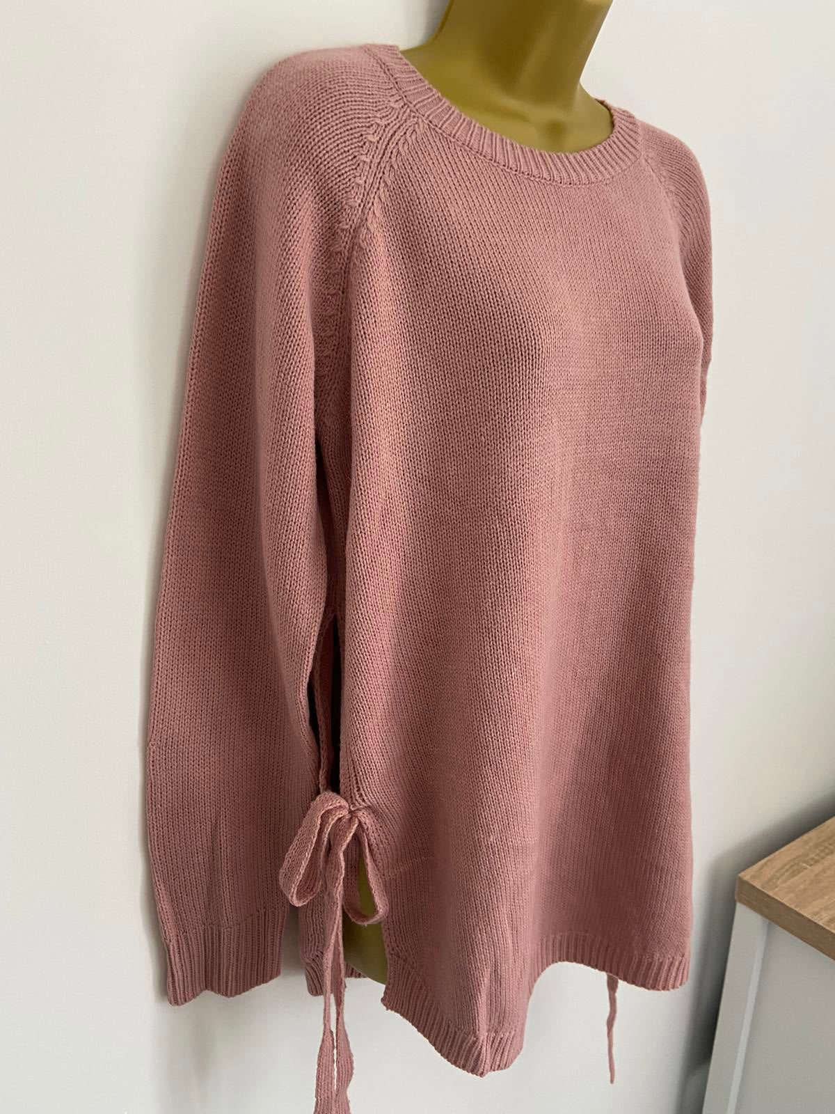 SHEIN Long Sleeve Sweater - Dusty Baby Pink, Bow Detail, Size Large New