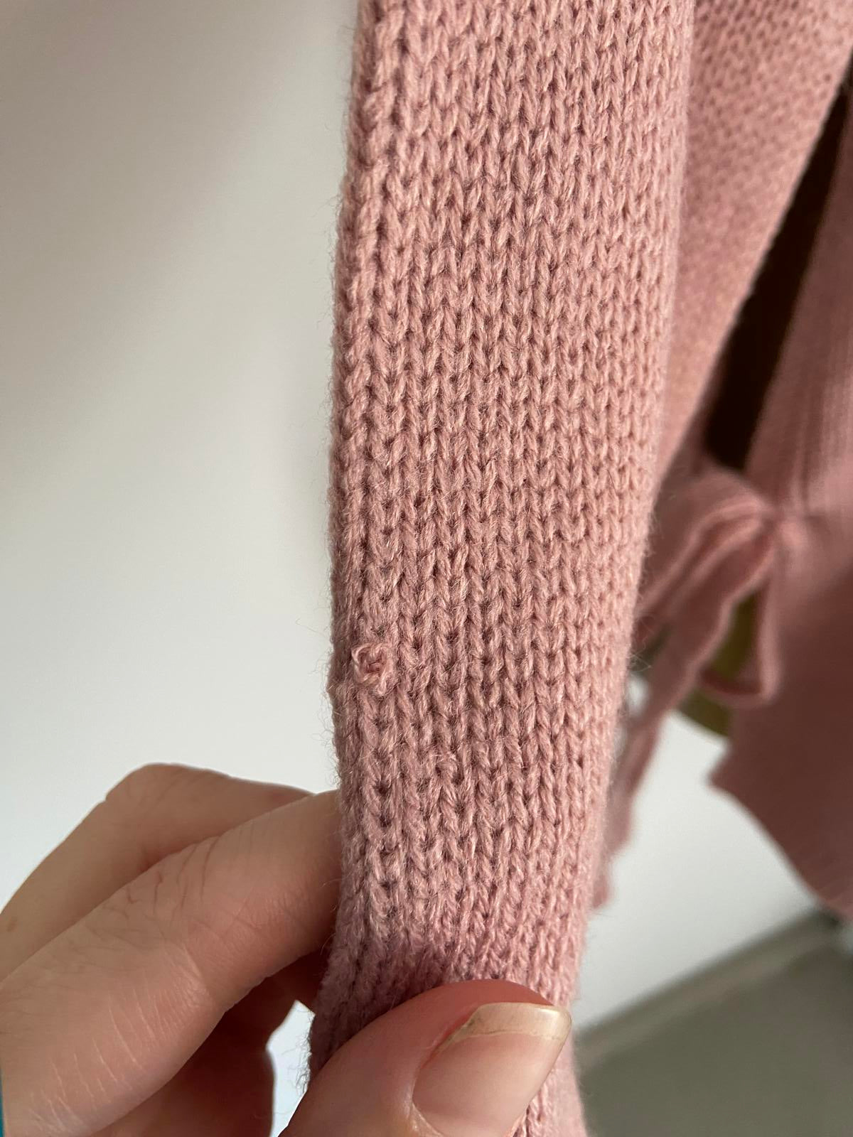 SHEIN Long Sleeve Sweater - Dusty Baby Pink, Bow Detail, Size Large New