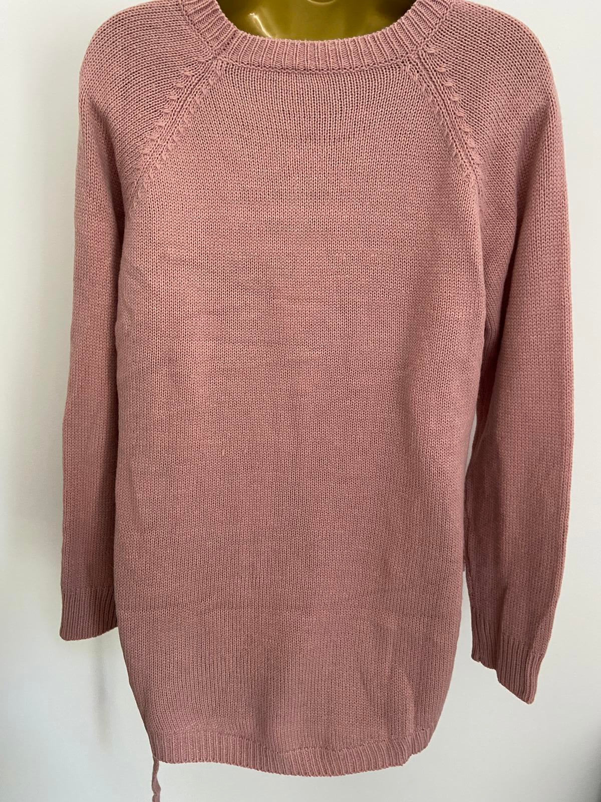 SHEIN Long Sleeve Sweater - Dusty Baby Pink, Bow Detail, Size Large New