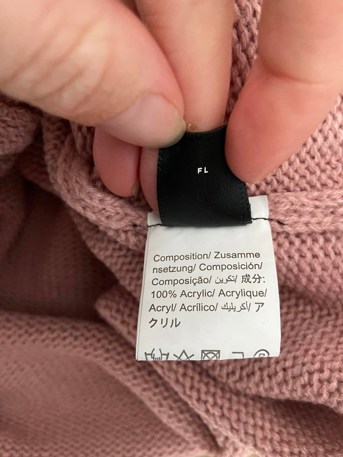 SHEIN Long Sleeve Sweater - Dusty Baby Pink, Bow Detail, Size Large New