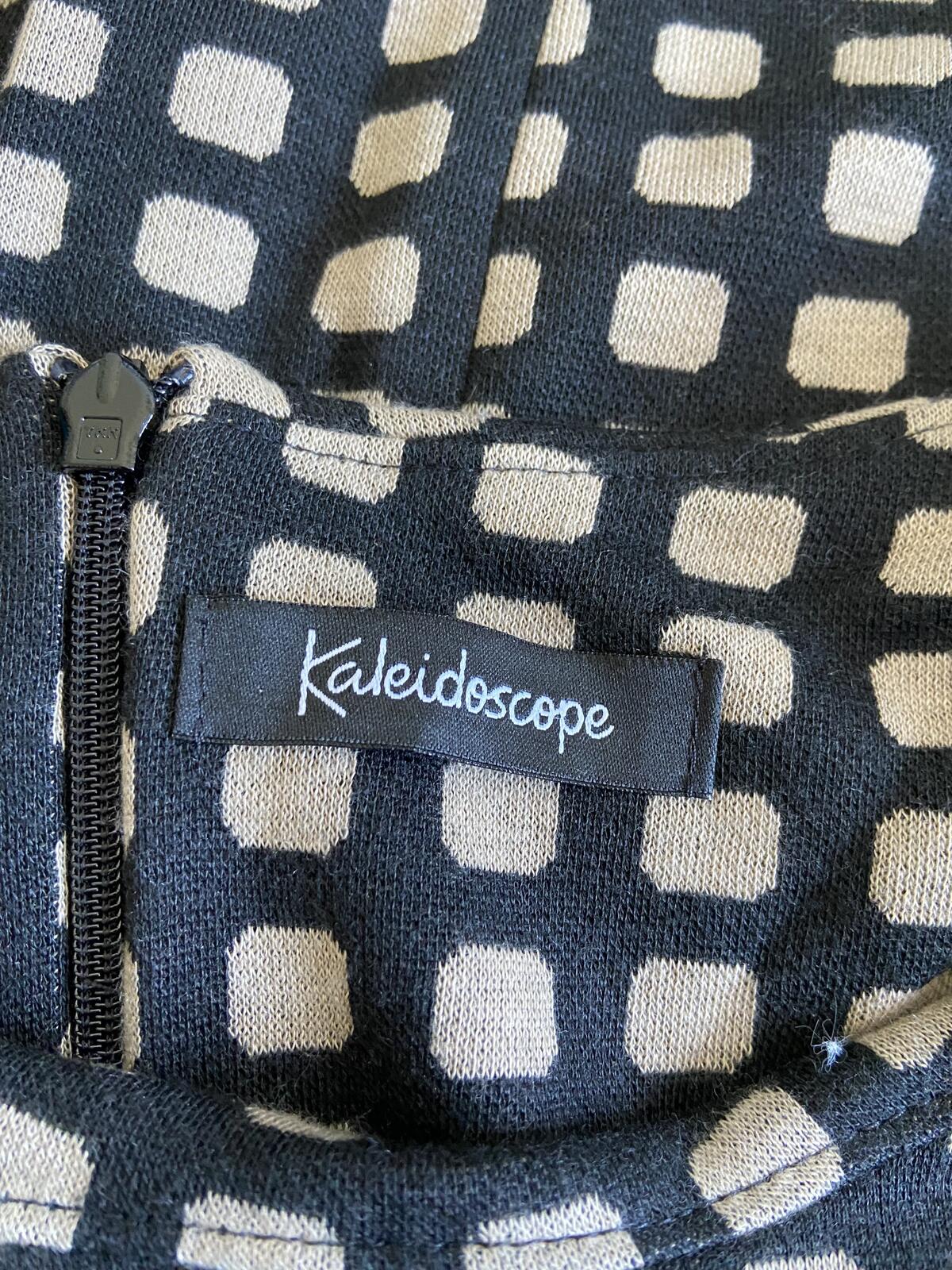 Kaleidoscope Black & Brown Square Pattern Zip-Back Shift Dress Size 10