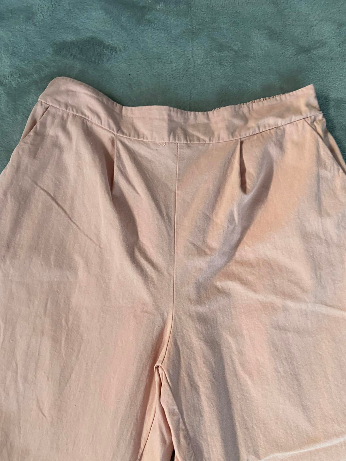 Pink Size L Wide Leg Lightweight Trousers Elasticated Waist Pockets Casual