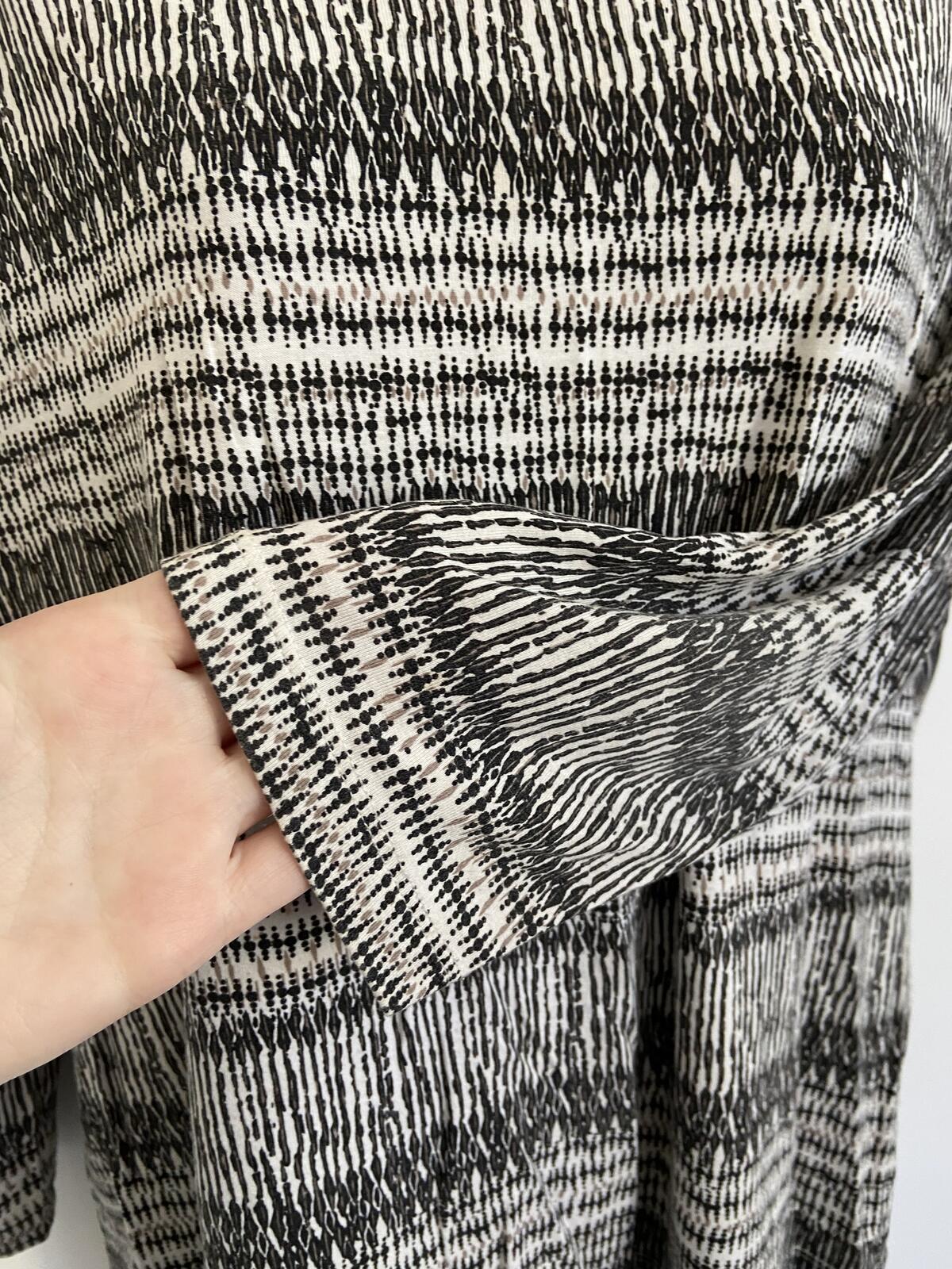 Eastex Women's Black & White Abstract Print Scoop Neck 3/4 Sleeve Top Size 14