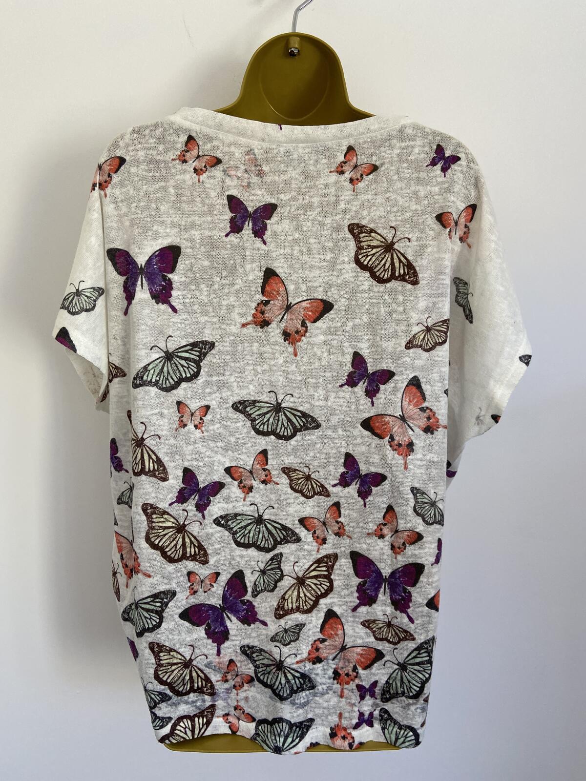 New Look White knit Mesh Butterfly Sequin Oversized Top Size S/M