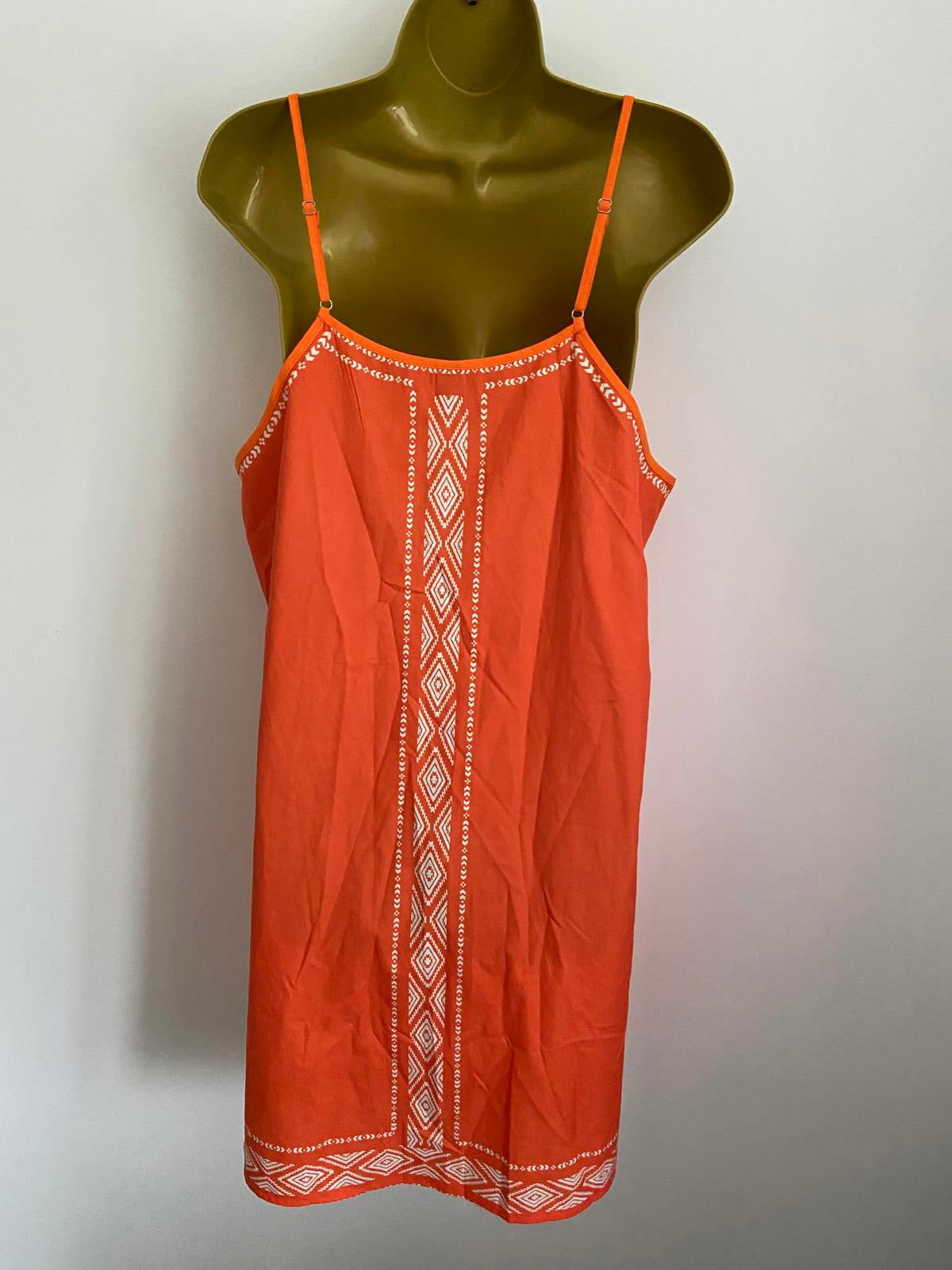 Shein Curve Size XL Orange Boho Floral Pattern Strappy Mini Dress Summer Holiday