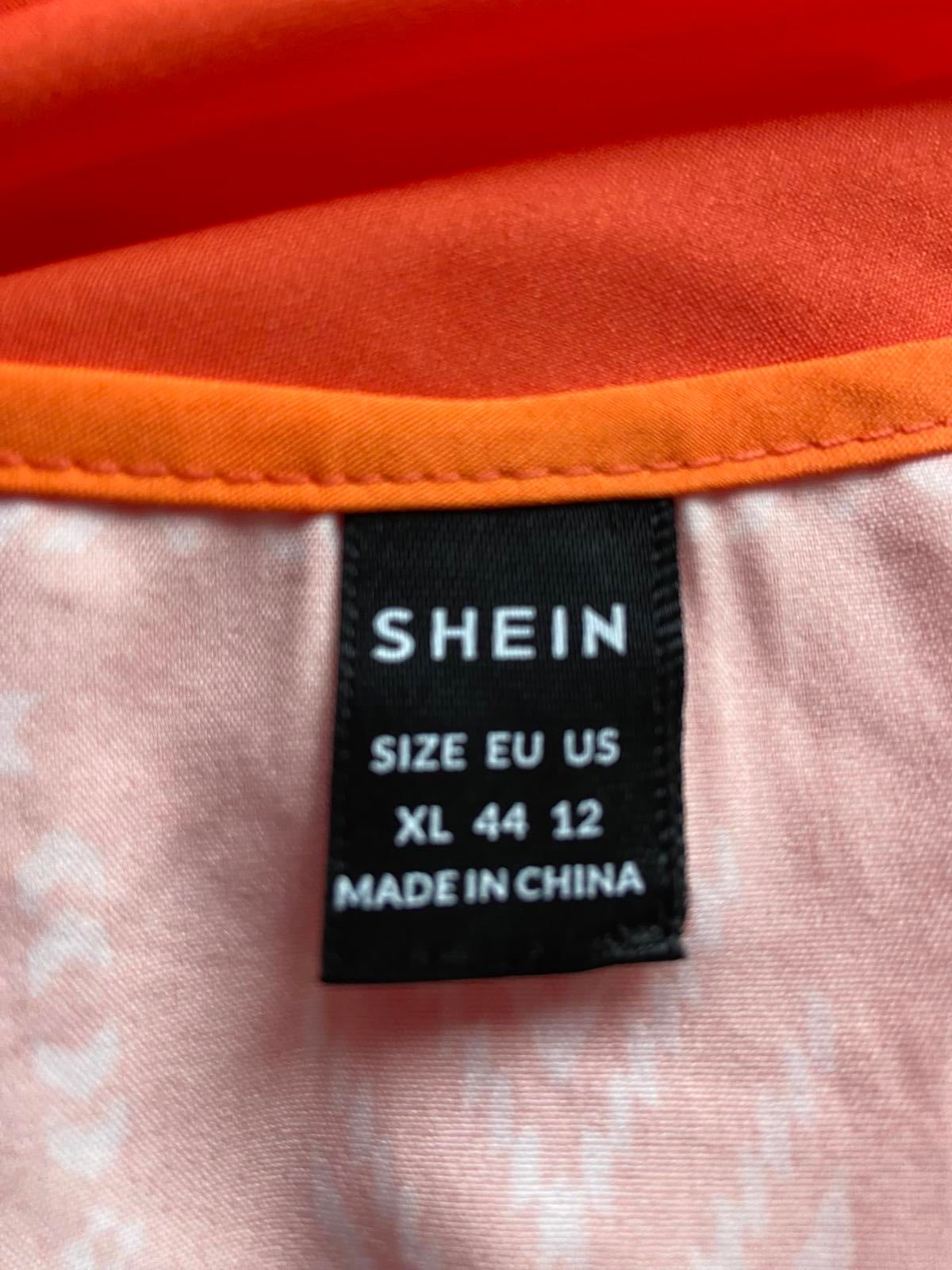 Shein Curve Size XL Orange Boho Floral Pattern Strappy Mini Dress Summer Holiday