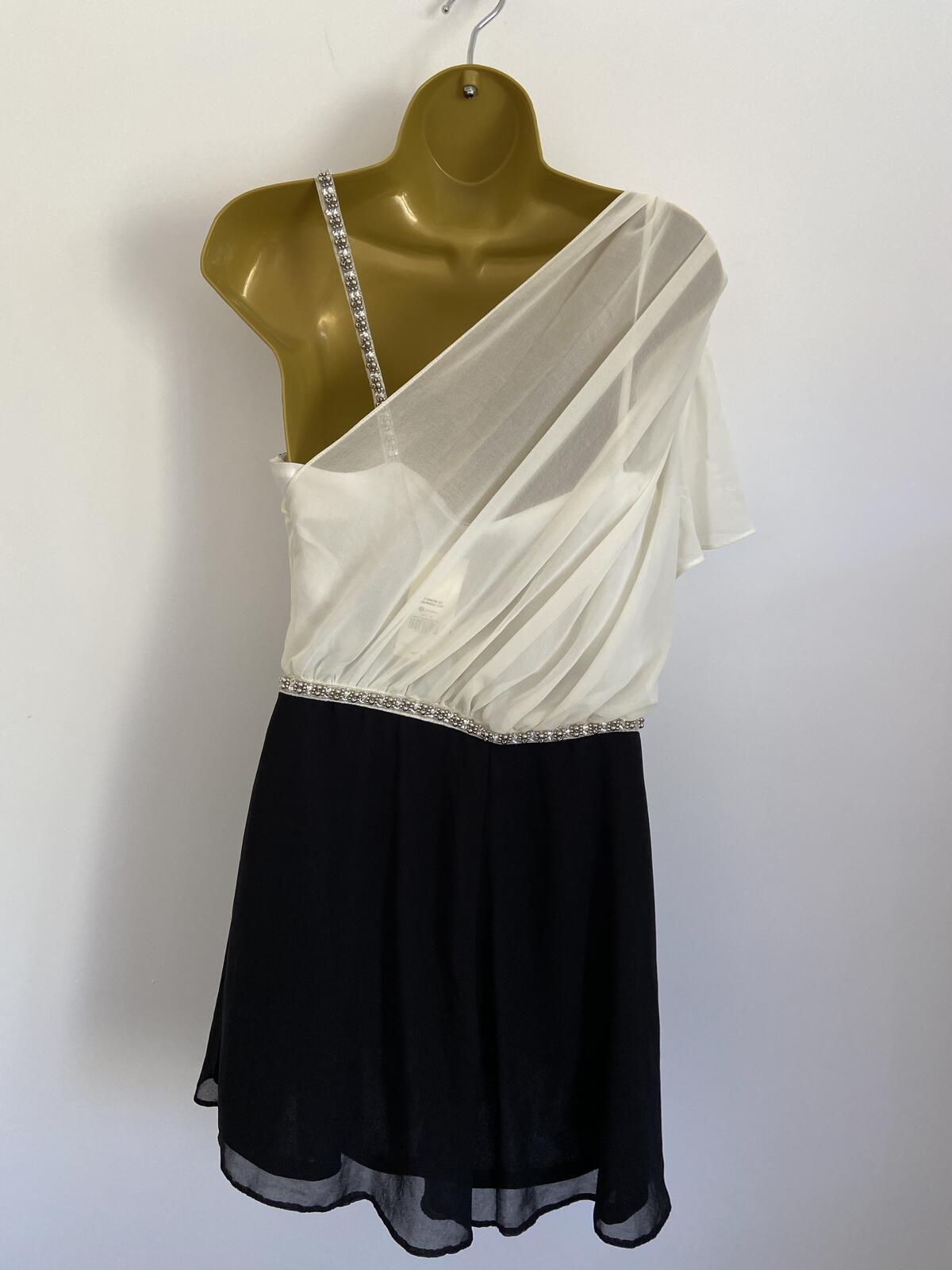 Miss Selfridge One Shoulder Cream & Black Dress BNWT Occasion Size 14
