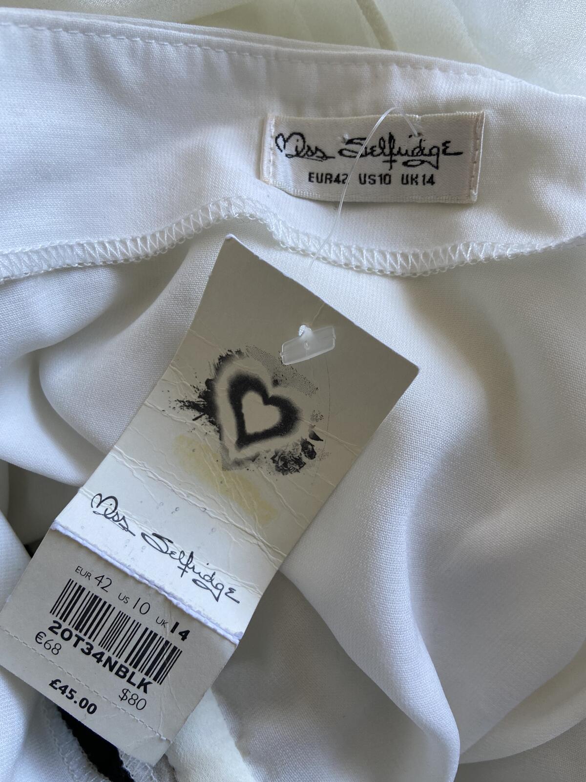 Miss Selfridge One Shoulder Cream & Black Dress BNWT Occasion Size 14