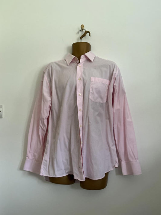 M&S Tailoring Size 16.5" Pink Pure Cotton Long Sleeve Formal Shirt
