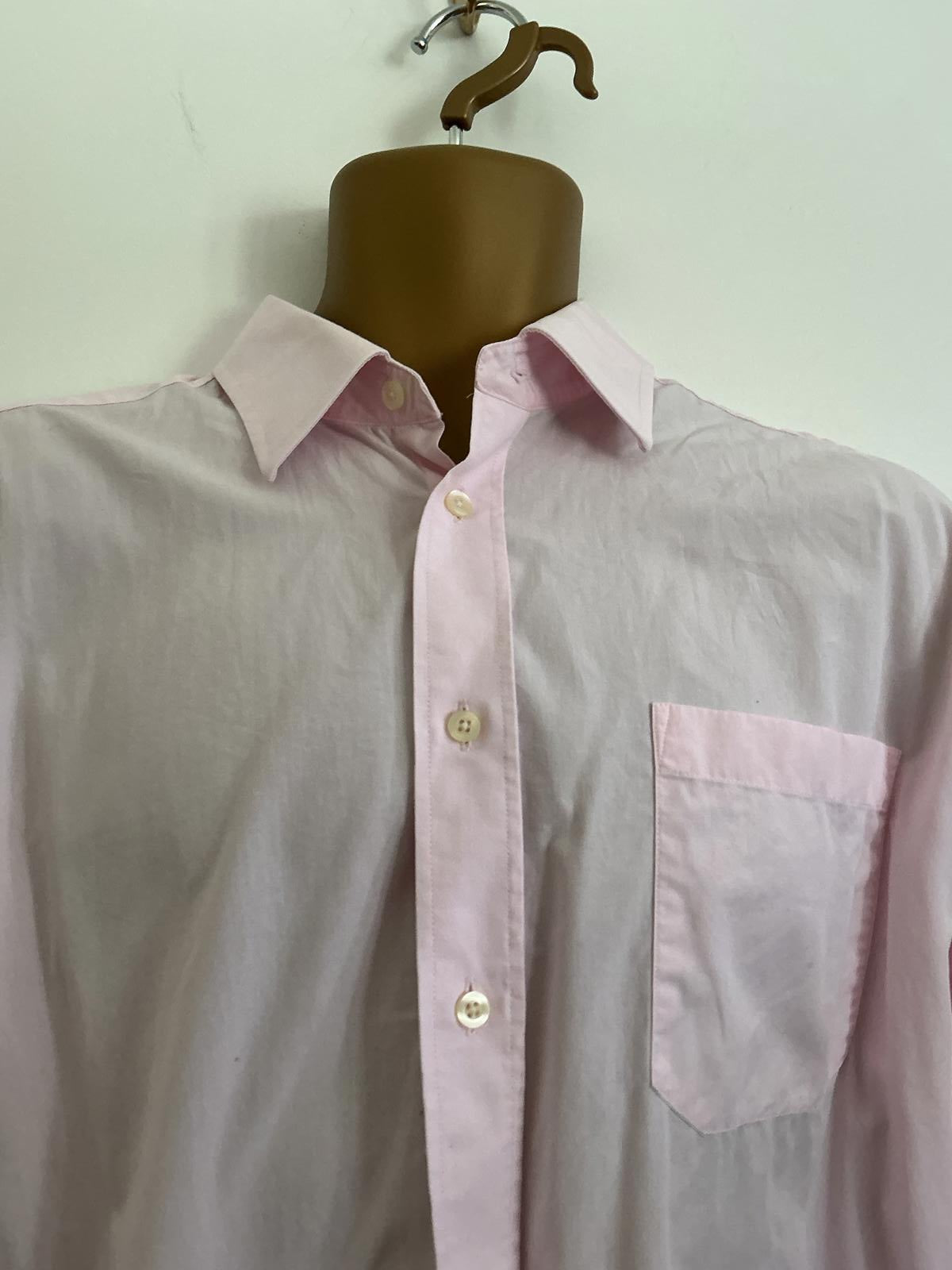 M&S Tailoring Size 16.5" Pink Pure Cotton Long Sleeve Formal Shirt