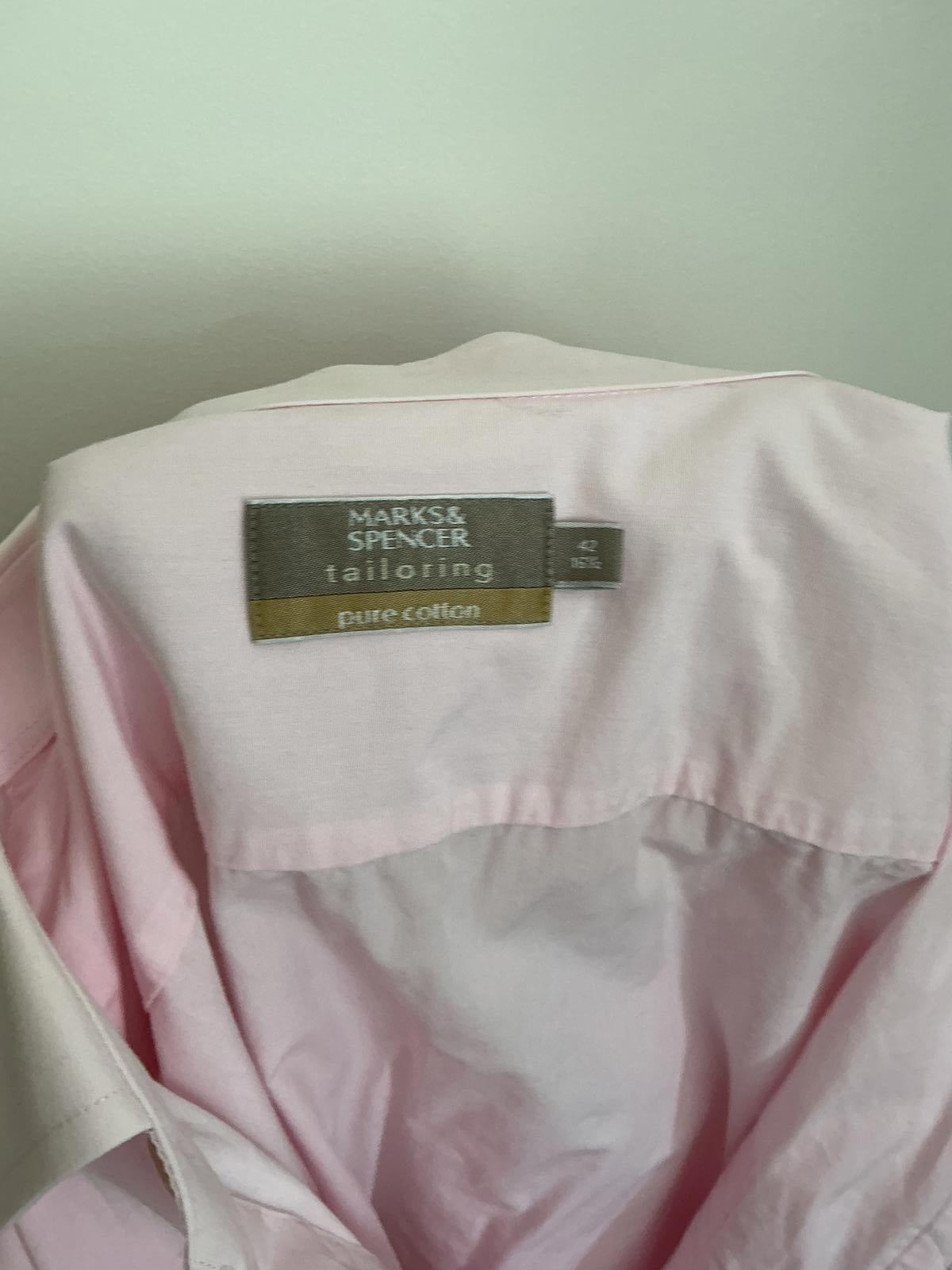 M&S Tailoring Size 16.5" Pink Pure Cotton Long Sleeve Formal Shirt