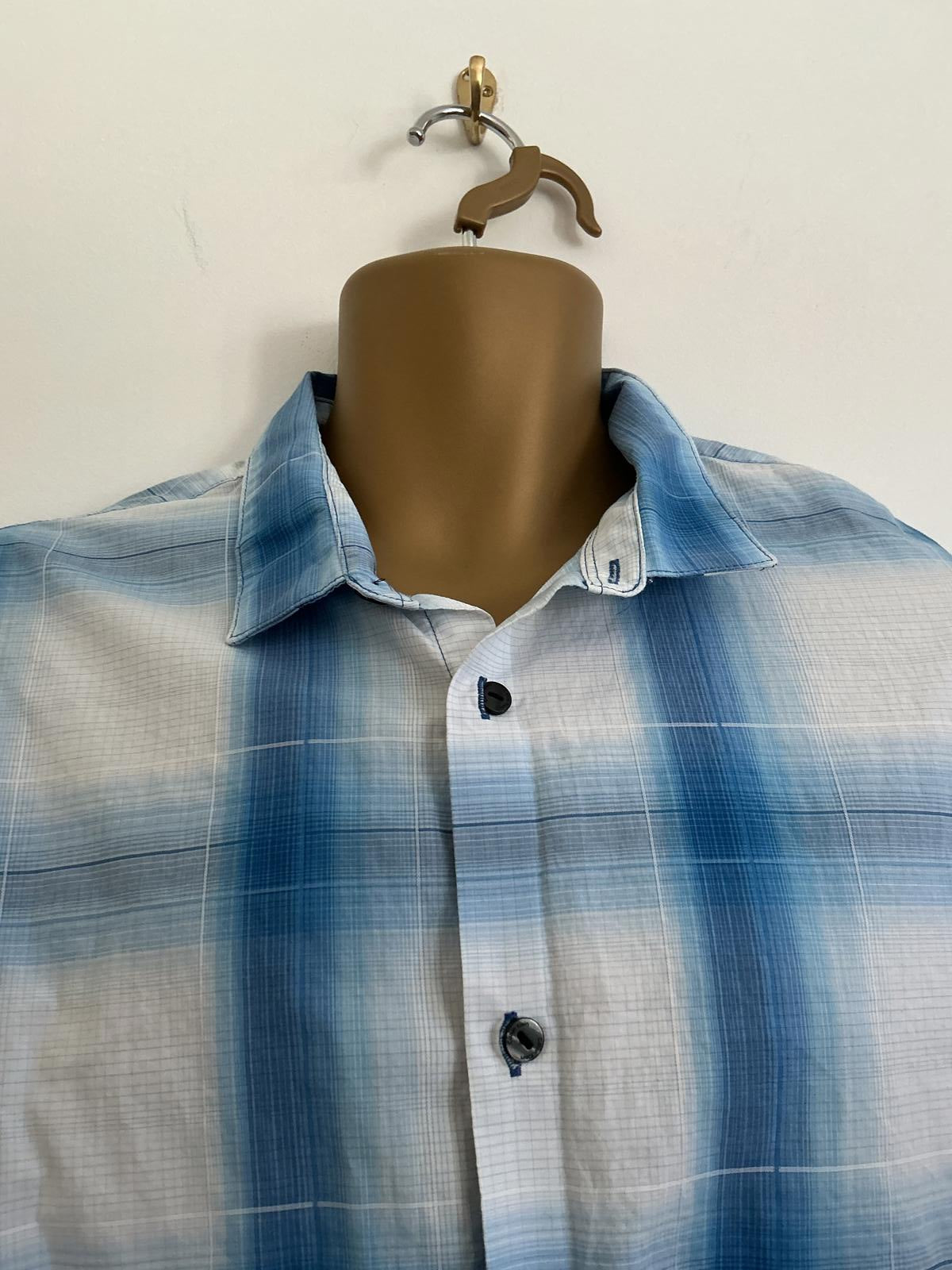 Calvin Klein Men's Size XL Blue Patterned Long Sleeve 100% Cotton Shirt