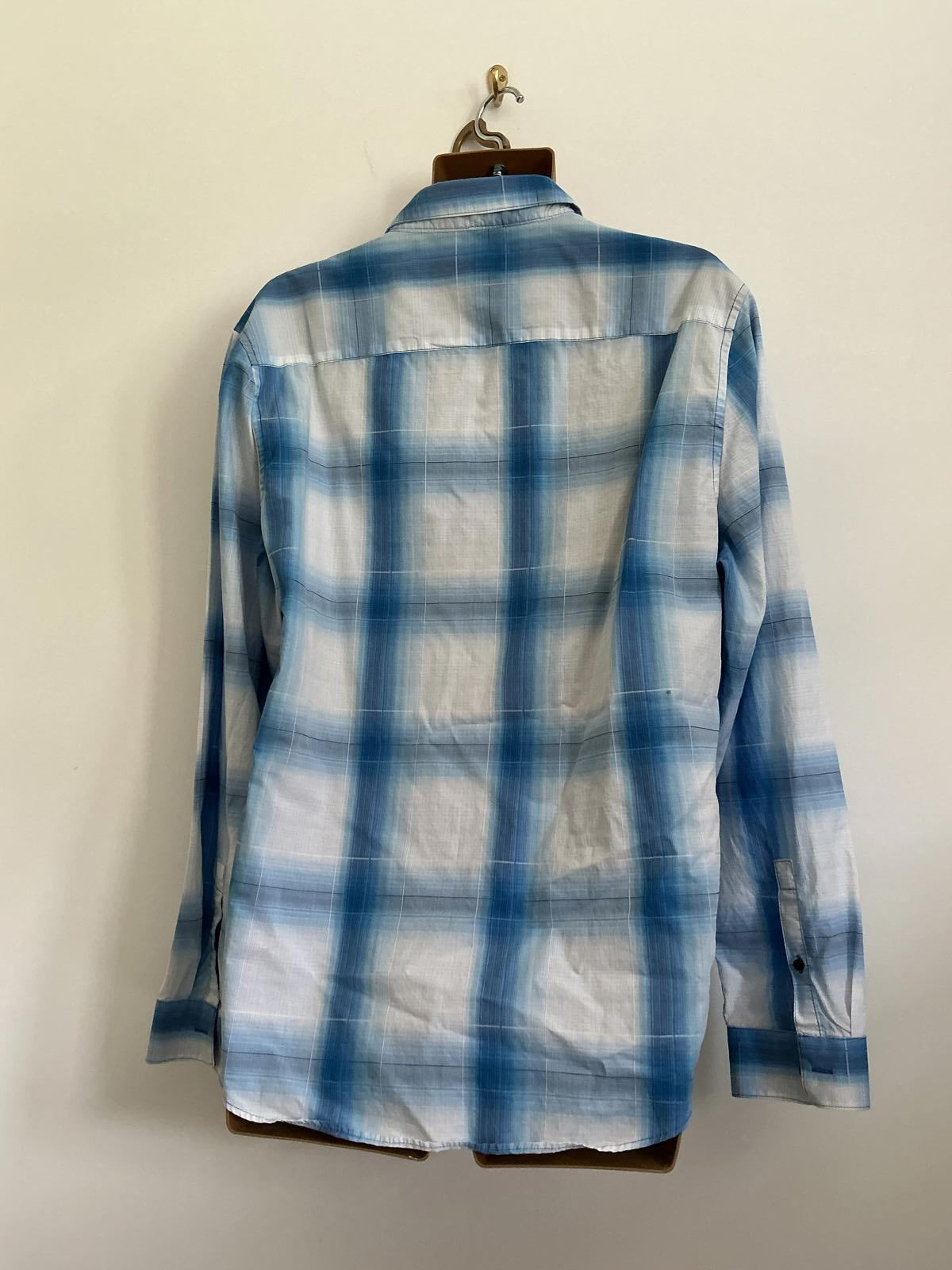 Calvin Klein Men's Size XL Blue Patterned Long Sleeve 100% Cotton Shirt