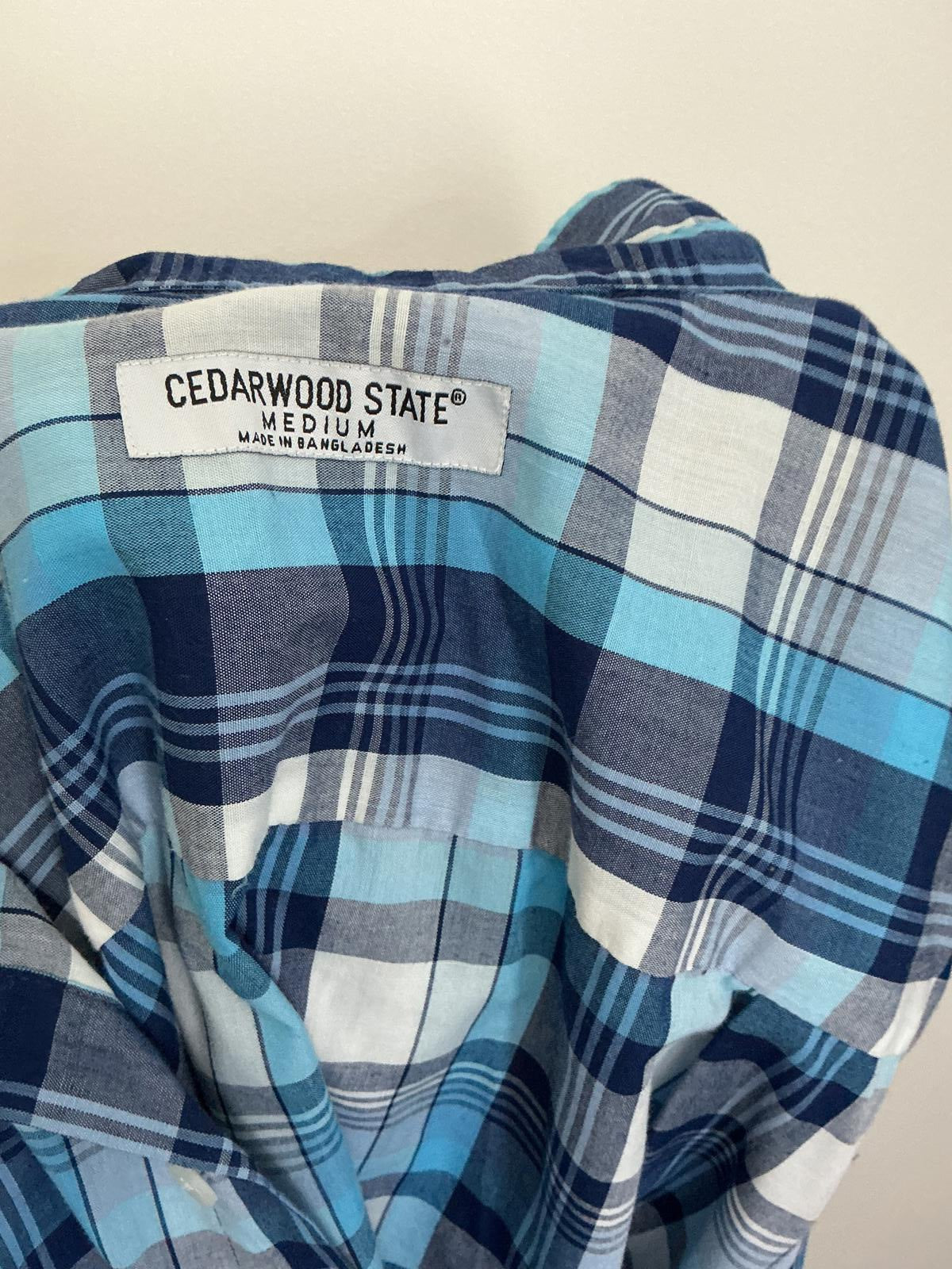 Cedarwood State Size Medium Blue Short Sleeve 65/35 Cotton Blend Shirt