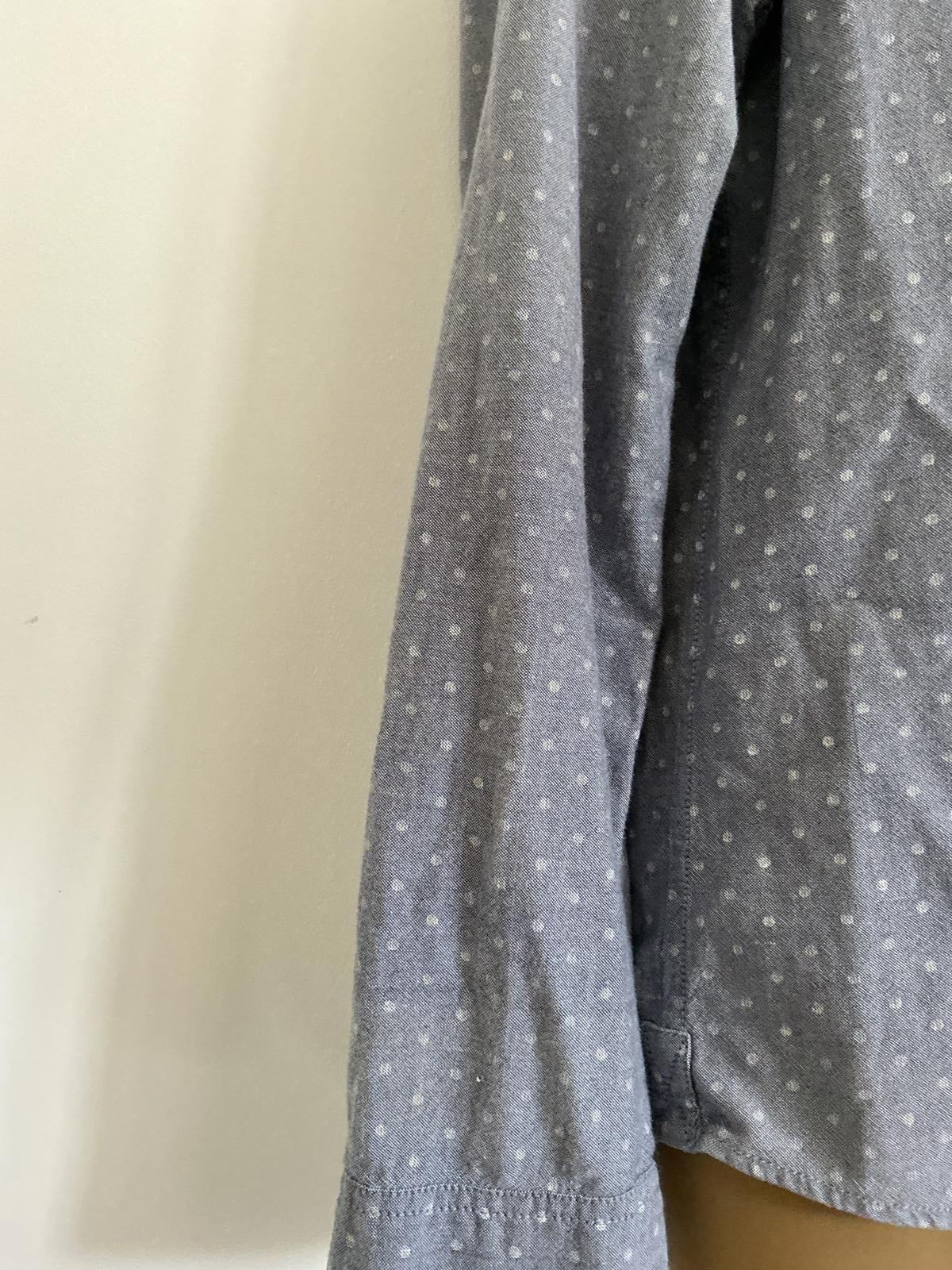 ASOS Men's Size Large Blue Polka Dot Brushed Cotton Long Sleeve Shirt