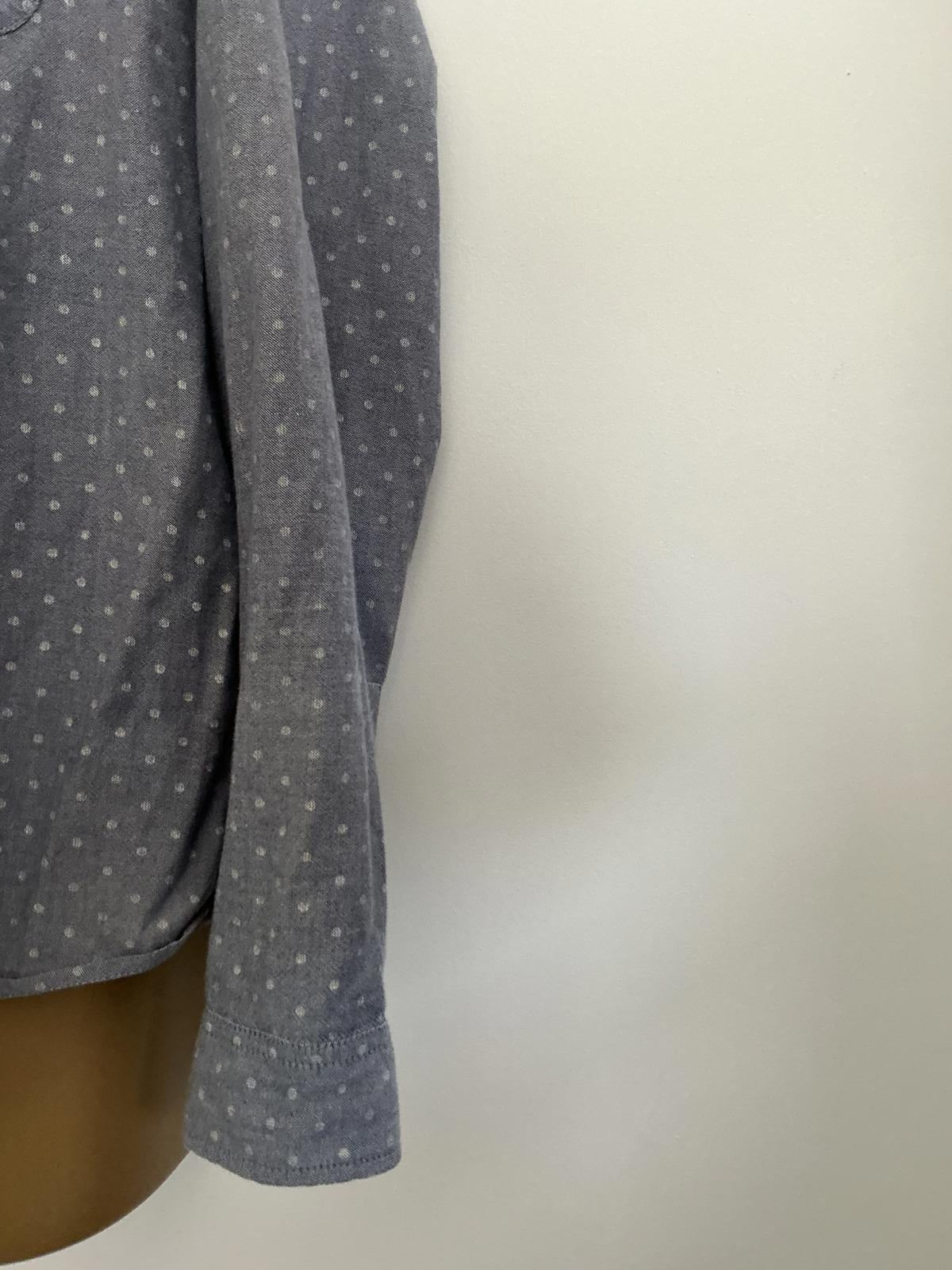 ASOS Men's Size Large Blue Polka Dot Brushed Cotton Long Sleeve Shirt