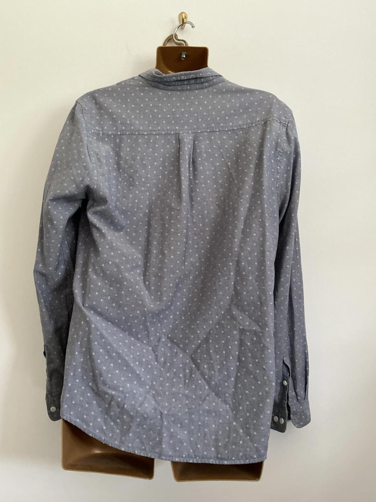 ASOS Men's Size Large Blue Polka Dot Brushed Cotton Long Sleeve Shirt