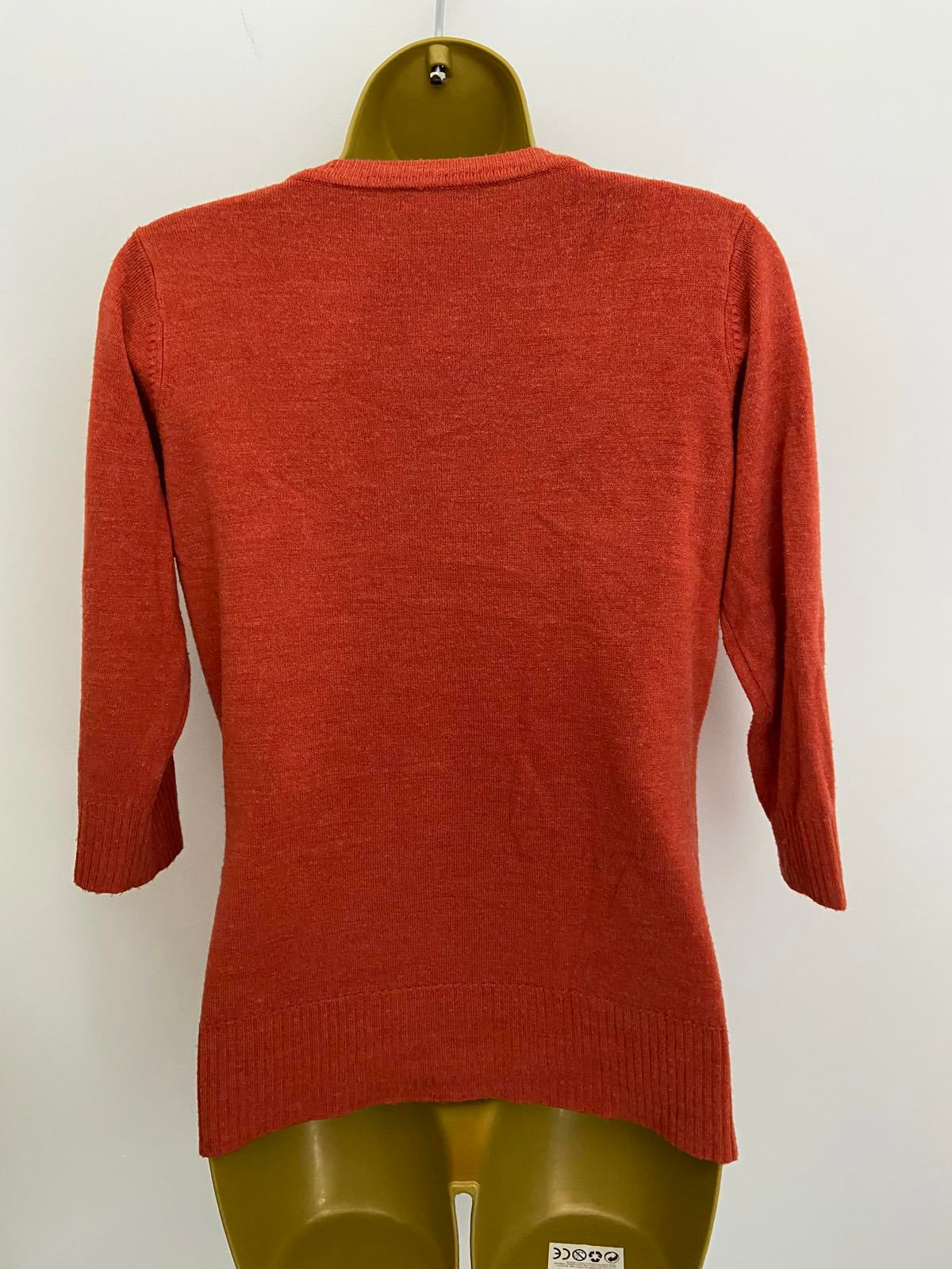 TU Lightweight V-Neck Sweater - Burnt Orange, Short Sleeve, Size 12