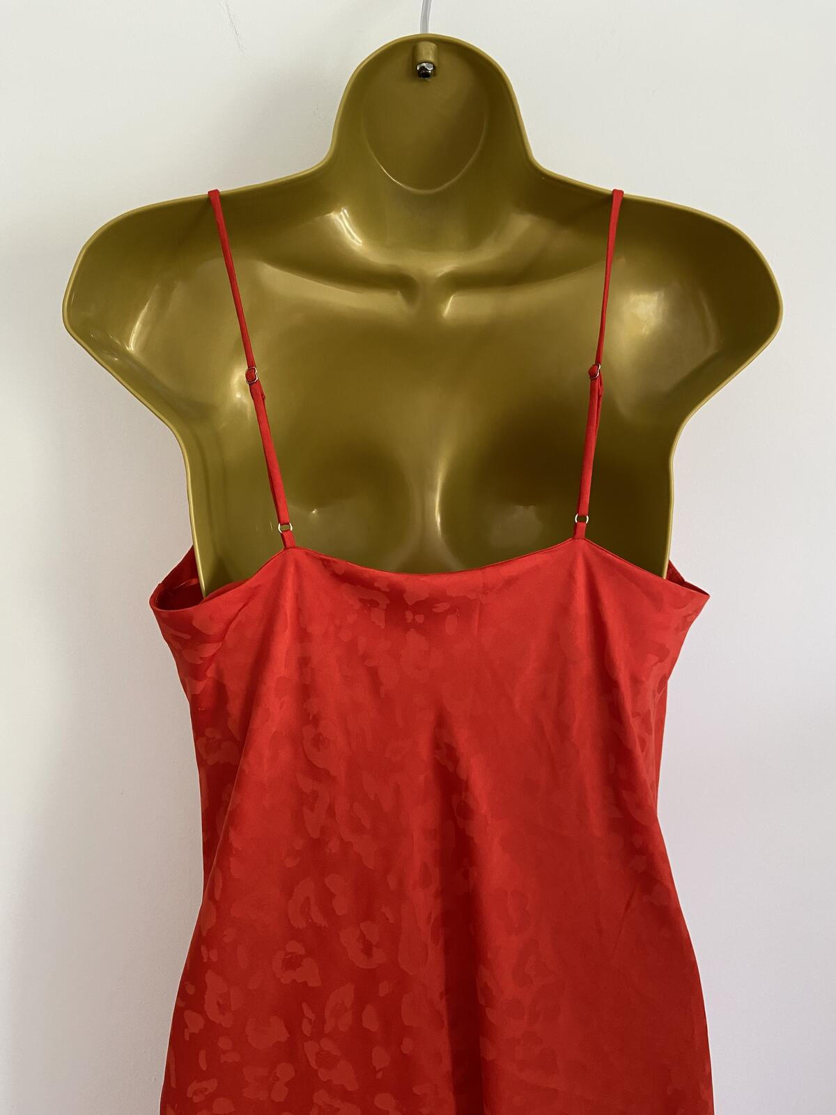 New Look Orange Leopard Print Cowl Neck Midi Slip Dress Size 10