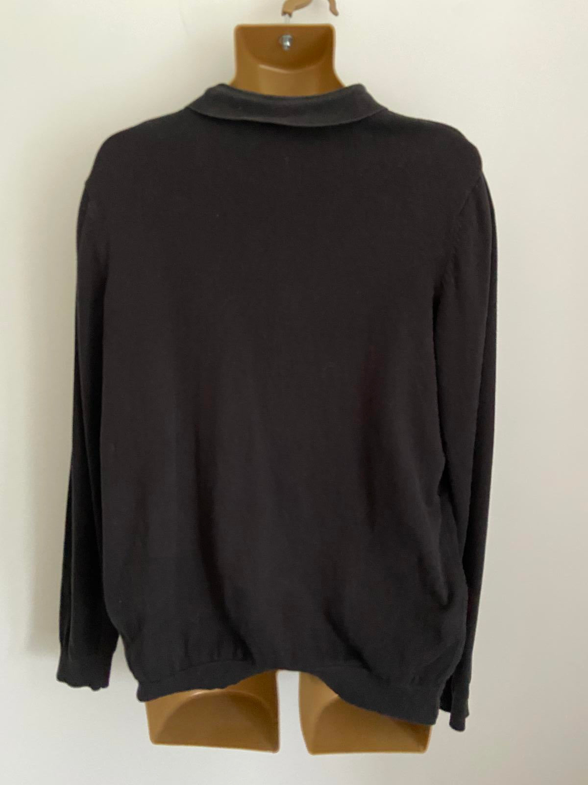 New Look Men's XL Black & White Stripe Lightweight Cotton Polo Sweater Jumper