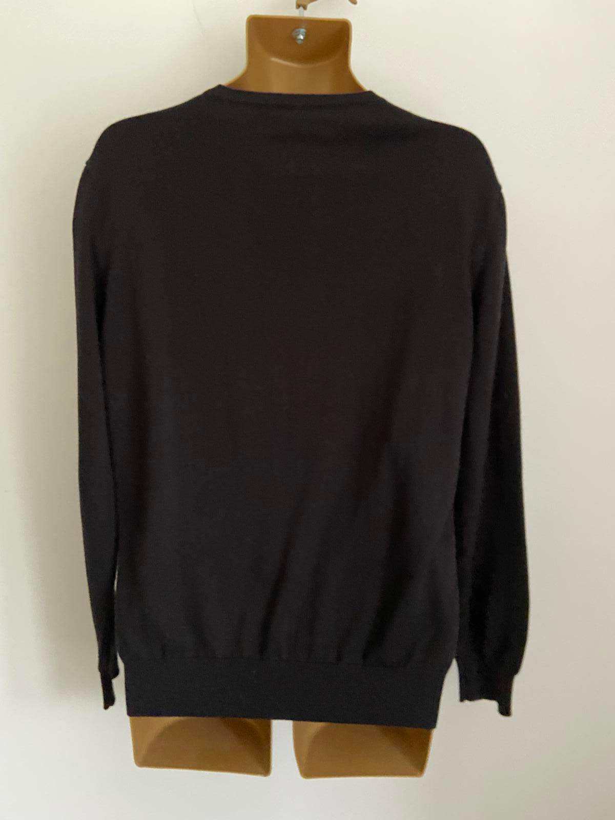 Cedarwood State Size M Men’s Purple & Grey Plaid V-Neck Cotton Knit Jumper