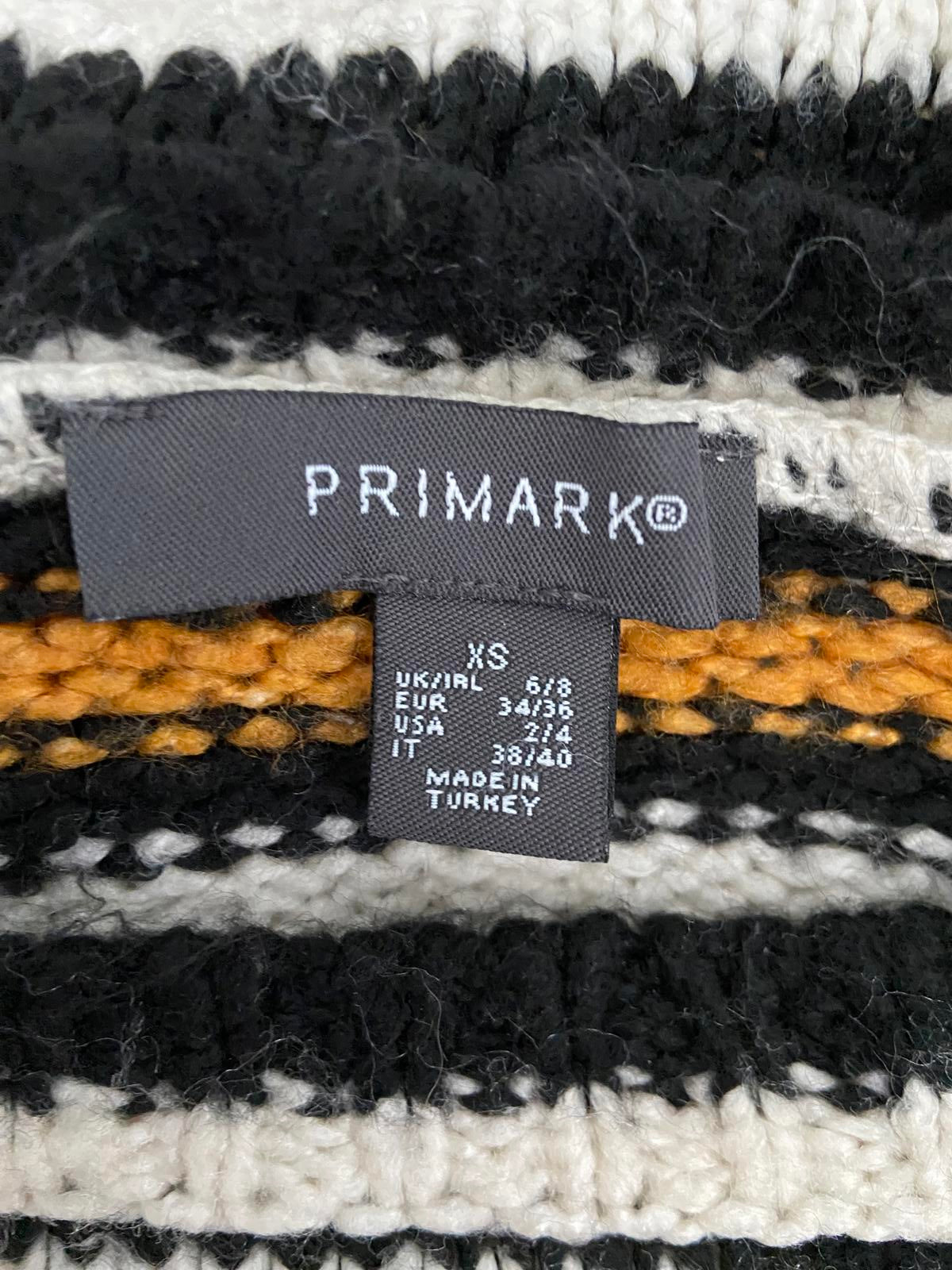 Primark Lightweight Striped Sweatshirt - Black, Cream & Orange, Size XS