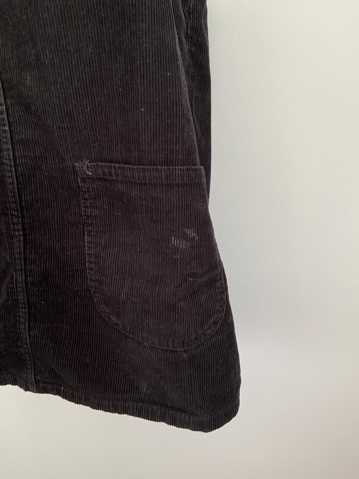 Denim & Co Black Corduroy Pinafore Dress With Pockets Size 12