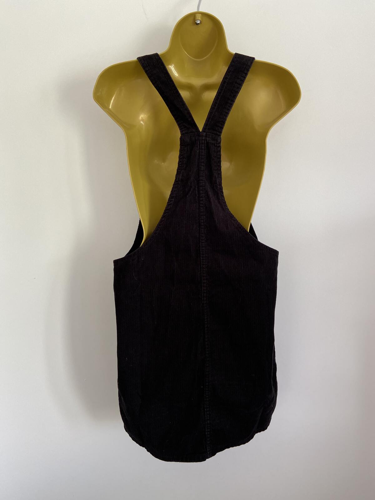 Denim & Co Black Corduroy Pinafore Dress With Pockets Size 12