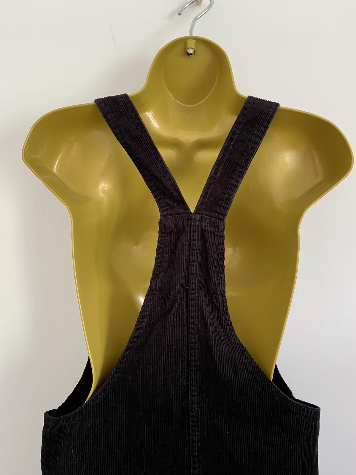 Denim & Co Black Corduroy Pinafore Dress With Pockets Size 12
