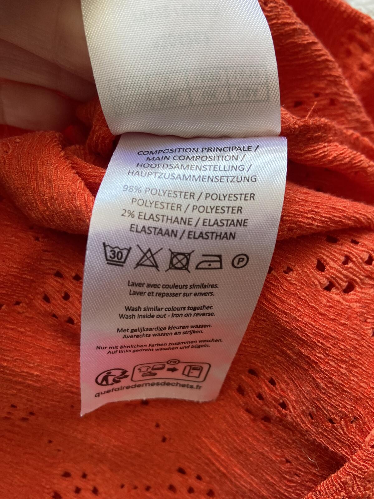 Damart Vibrant Orange Embroidered V-Neck Short Sleeve Blouse Size 18-20