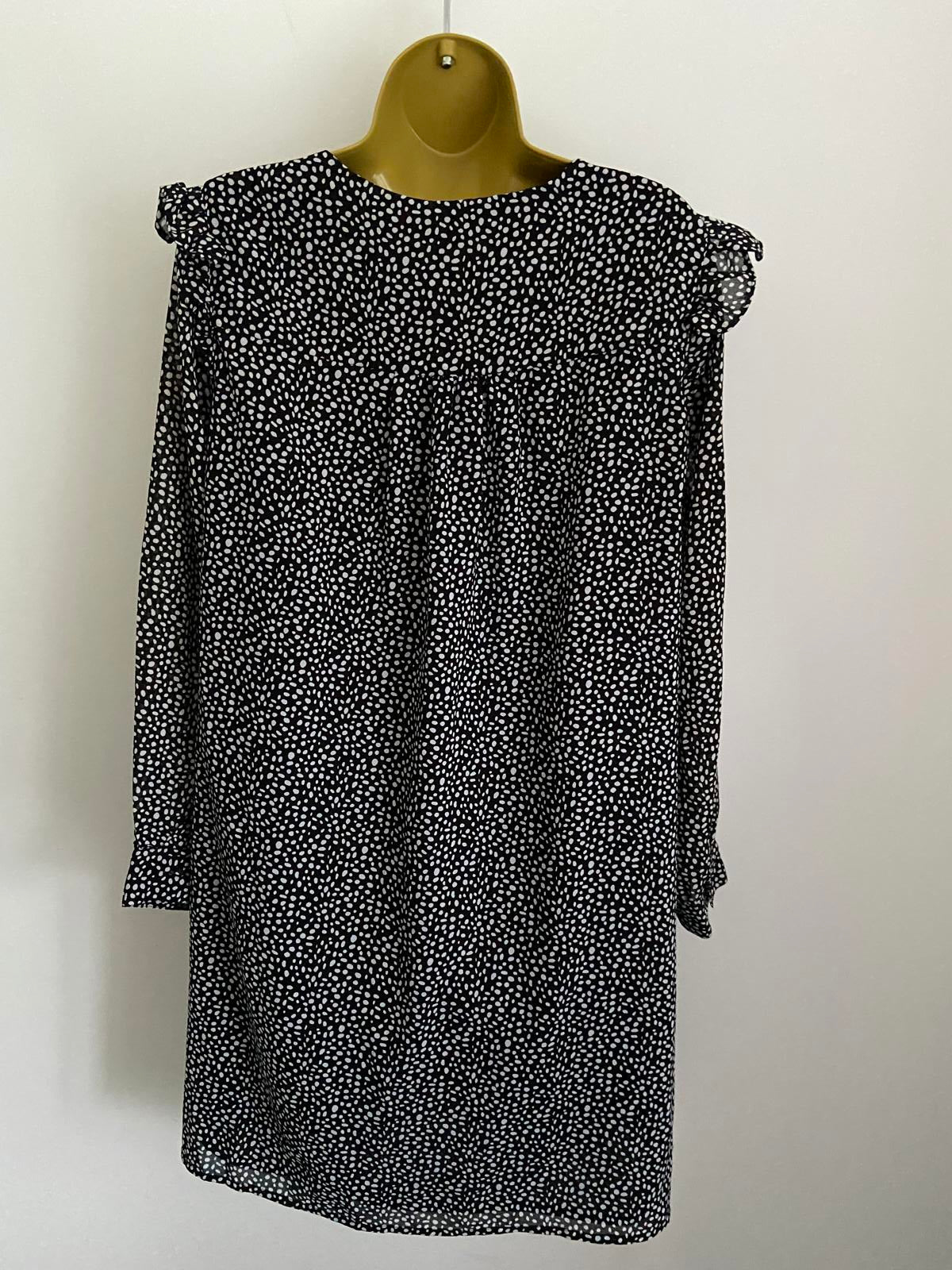 Papaya Curve Size 18 Black White Polka Dot Mini Dress Lined Long Sleeve