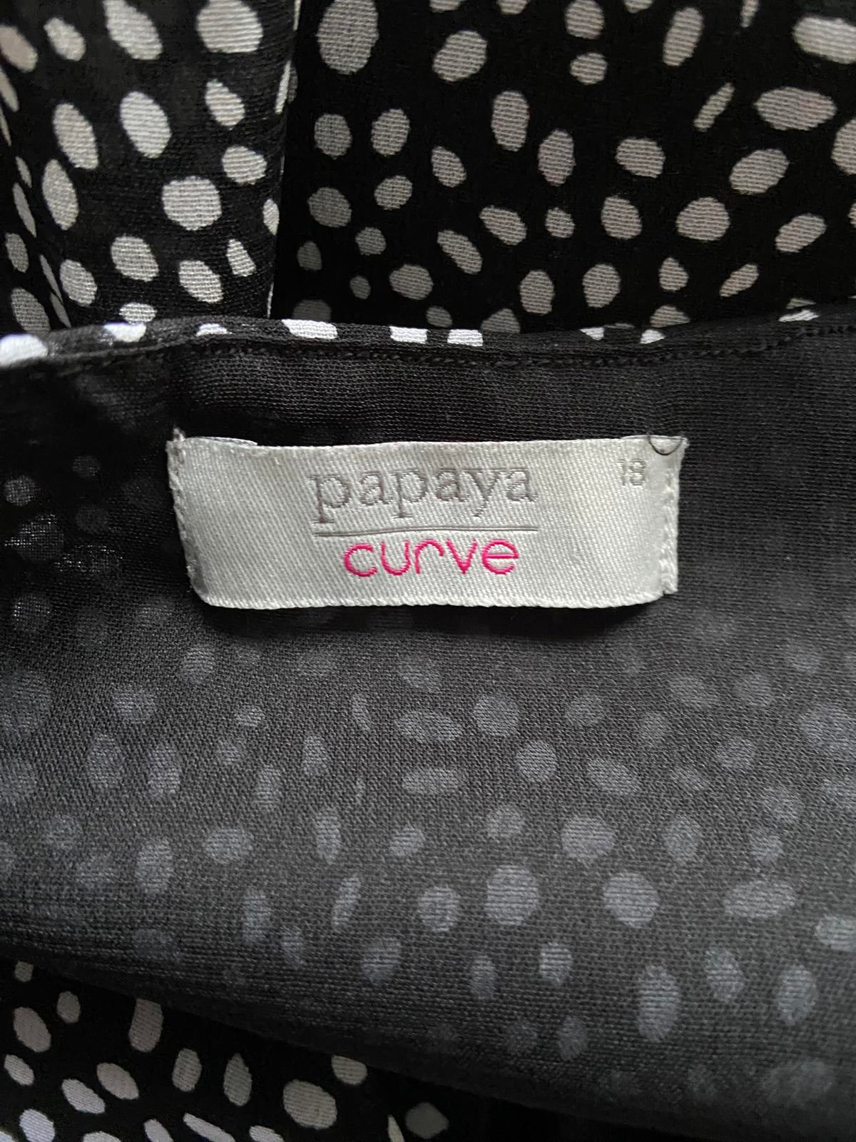 Papaya Curve Size 18 Black White Polka Dot Mini Dress Lined Long Sleeve