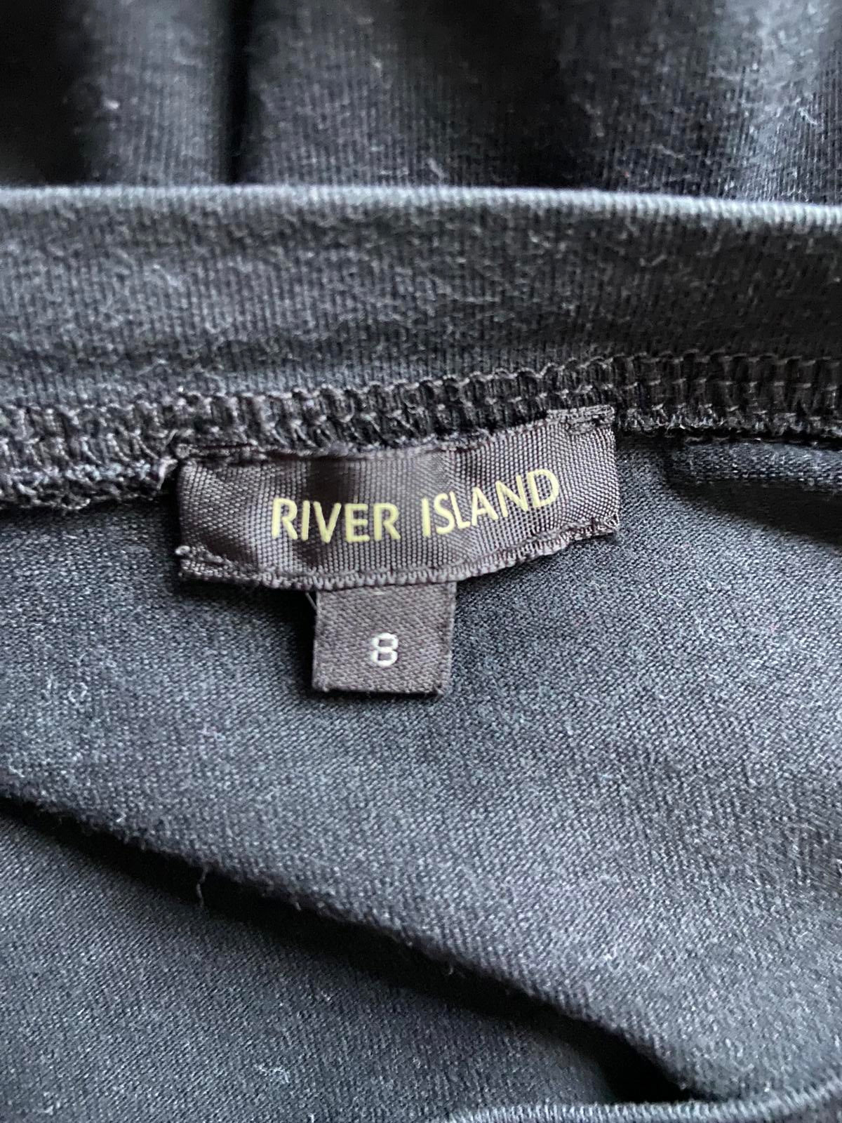 River Island Size 8 Black T-Shirt Mini Dress Ruffle Cut Out Open Shoulder Sleeve