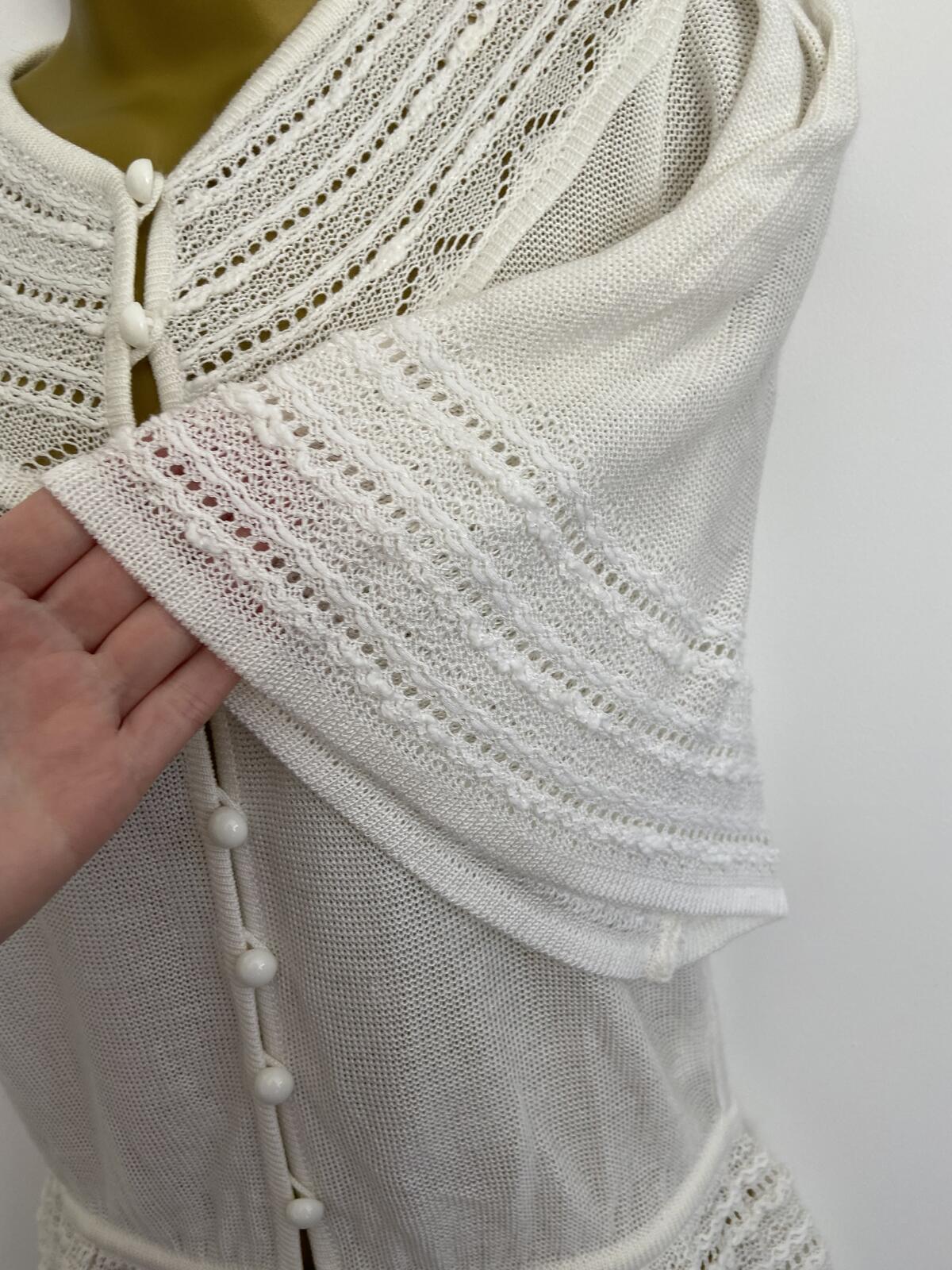 Medici Ivory Lace Crochet Style Short Sleeve Cardigan Size 8