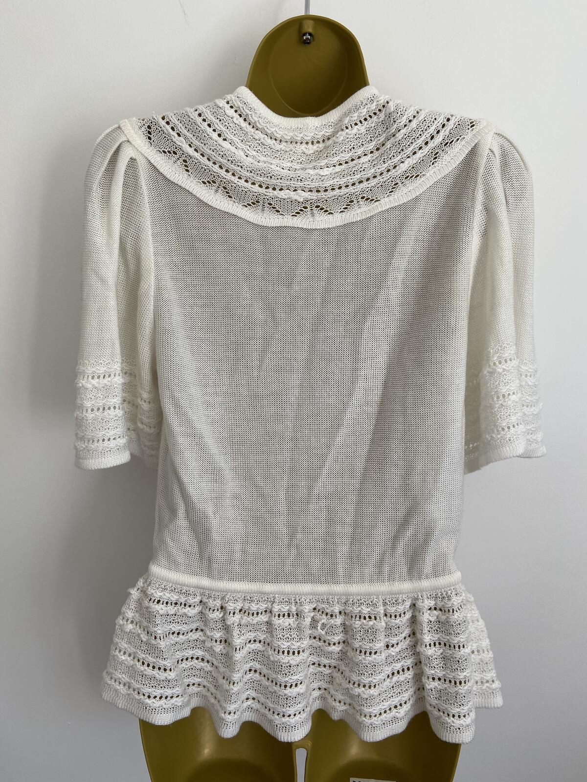 Medici Ivory Lace Crochet Style Short Sleeve Cardigan Size 8