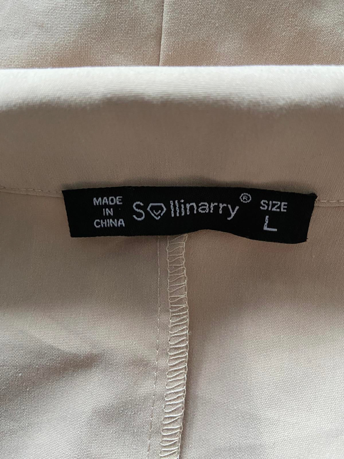 Sollinarry Size L Beige Sleeveless Playsuit Utility Cargo Romper Jumpsuit