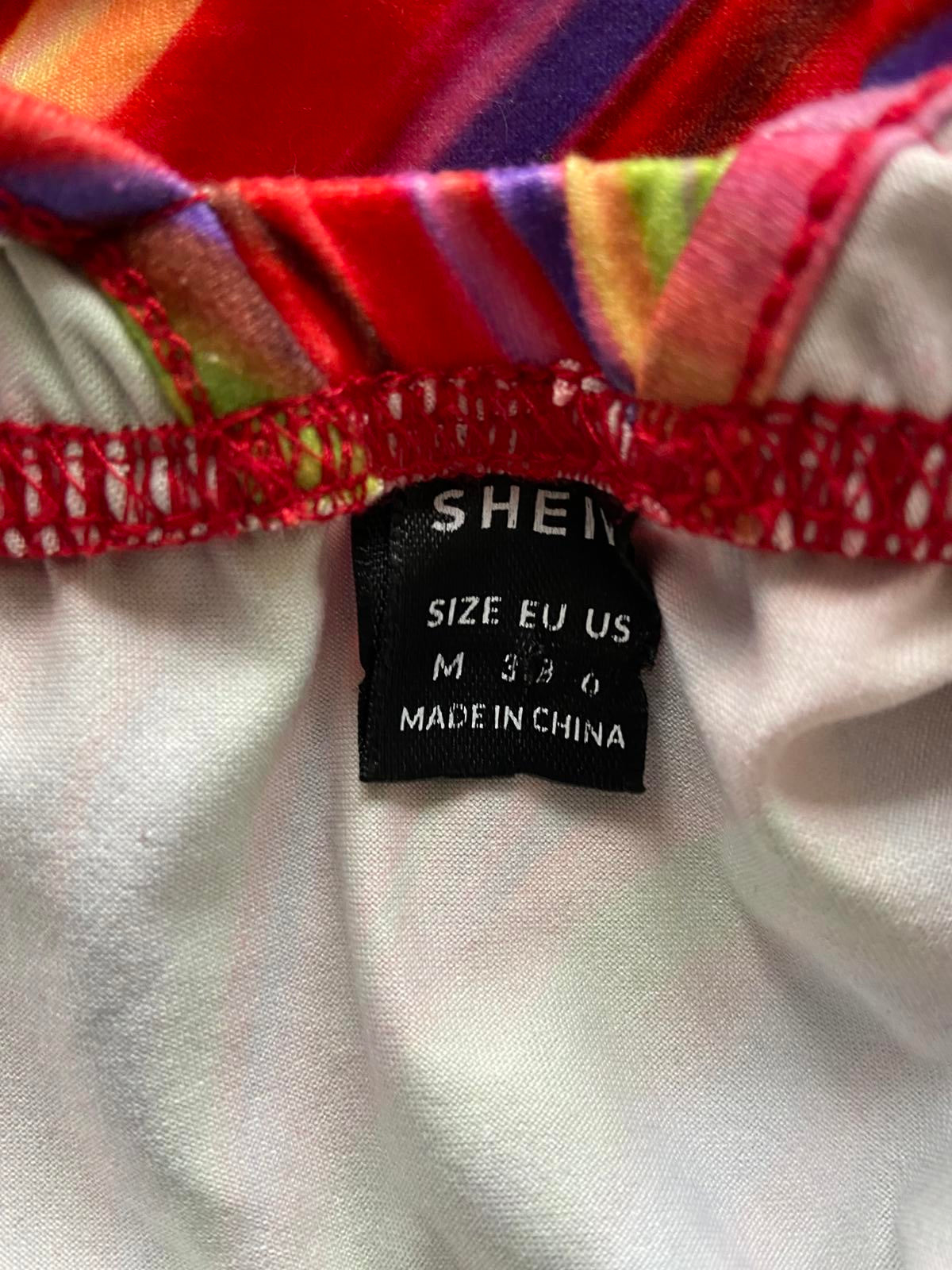 Shein Size M Multicolor Psychedelic Swirl Print Ruched Halter Mini Beach Dress