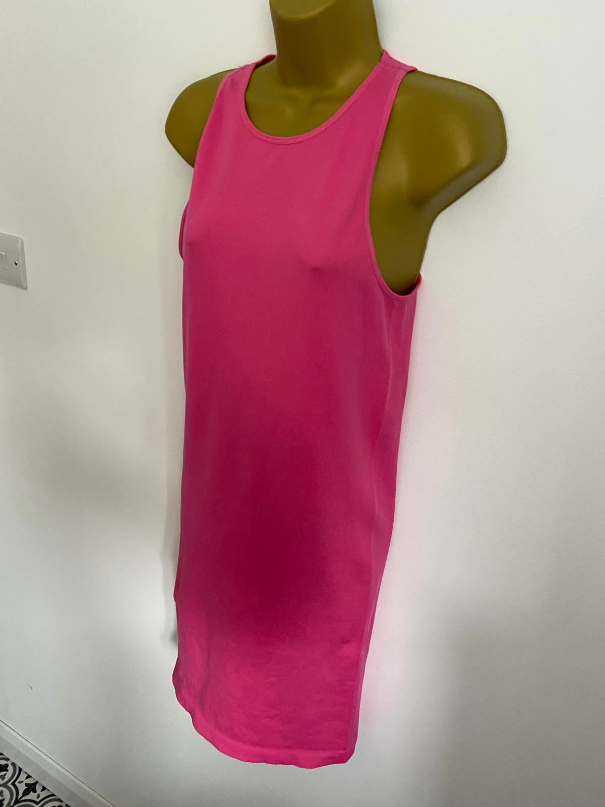 Primark Size L 14-16 Pink Ribbed Sleeveless Bodycon Mini T-Shirt Dress