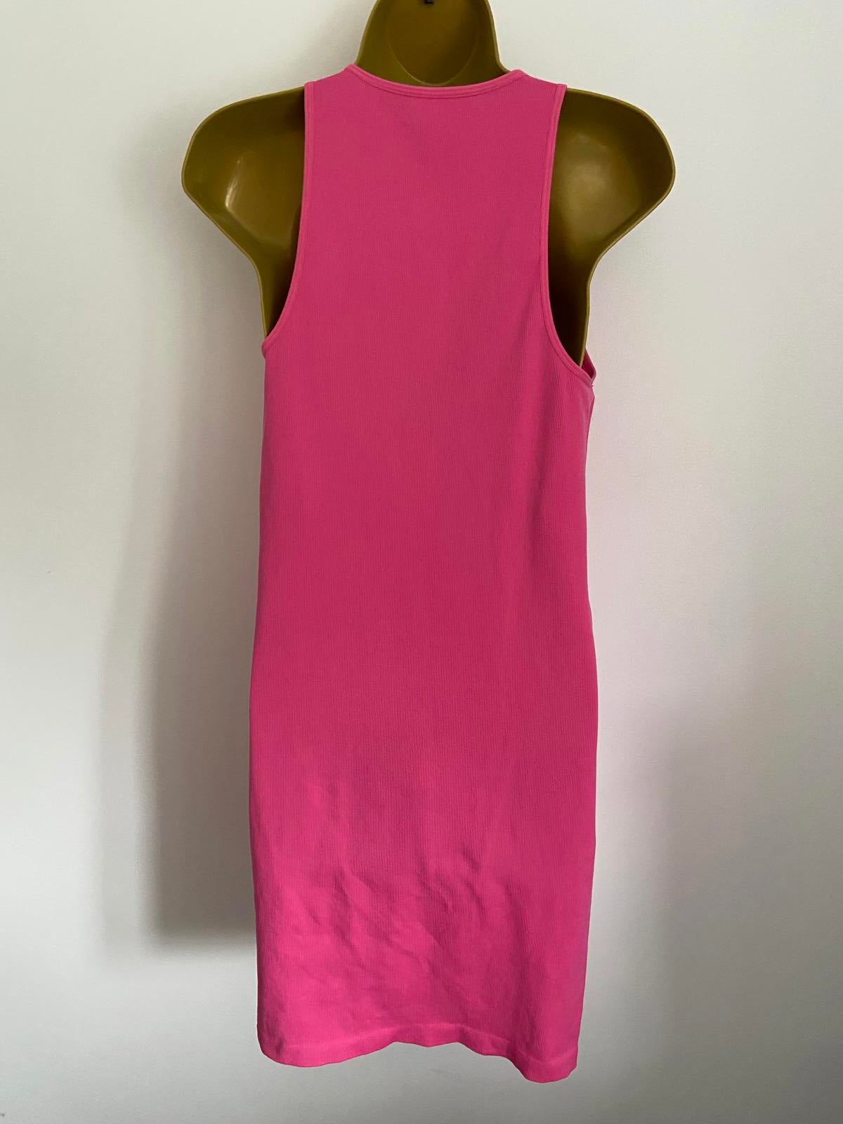 Primark Size L 14-16 Pink Ribbed Sleeveless Bodycon Mini T-Shirt Dress