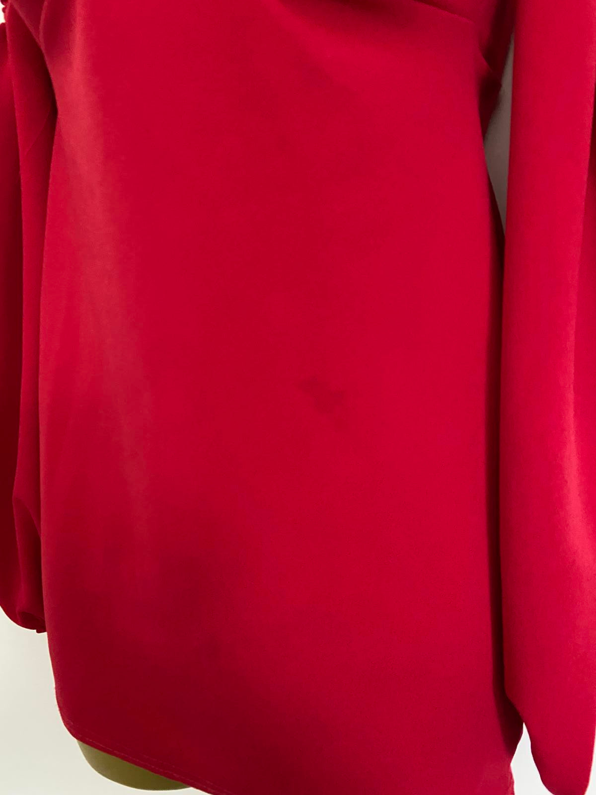 Red Boob Tube Top Crossover Front Detachable Puff Sleeves Size 8 Party