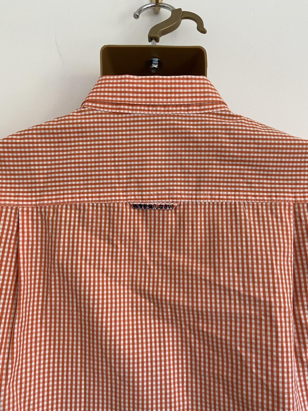 Superdry Orange Checked Short Sleeve Cotton Shirt - Size Large
