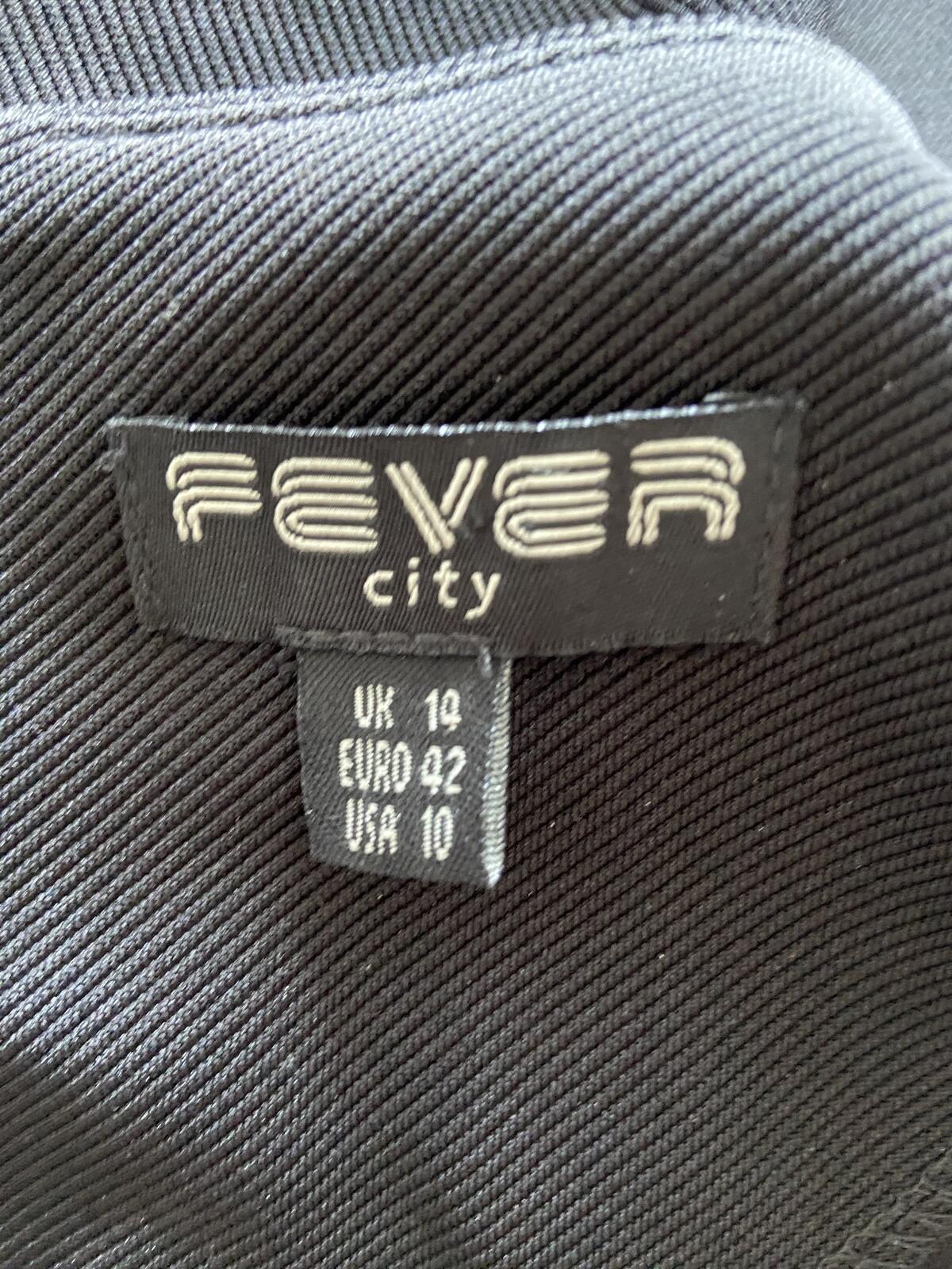 Fever City Black Skater Dress White Peter Pan Collar Detail Size 10-14